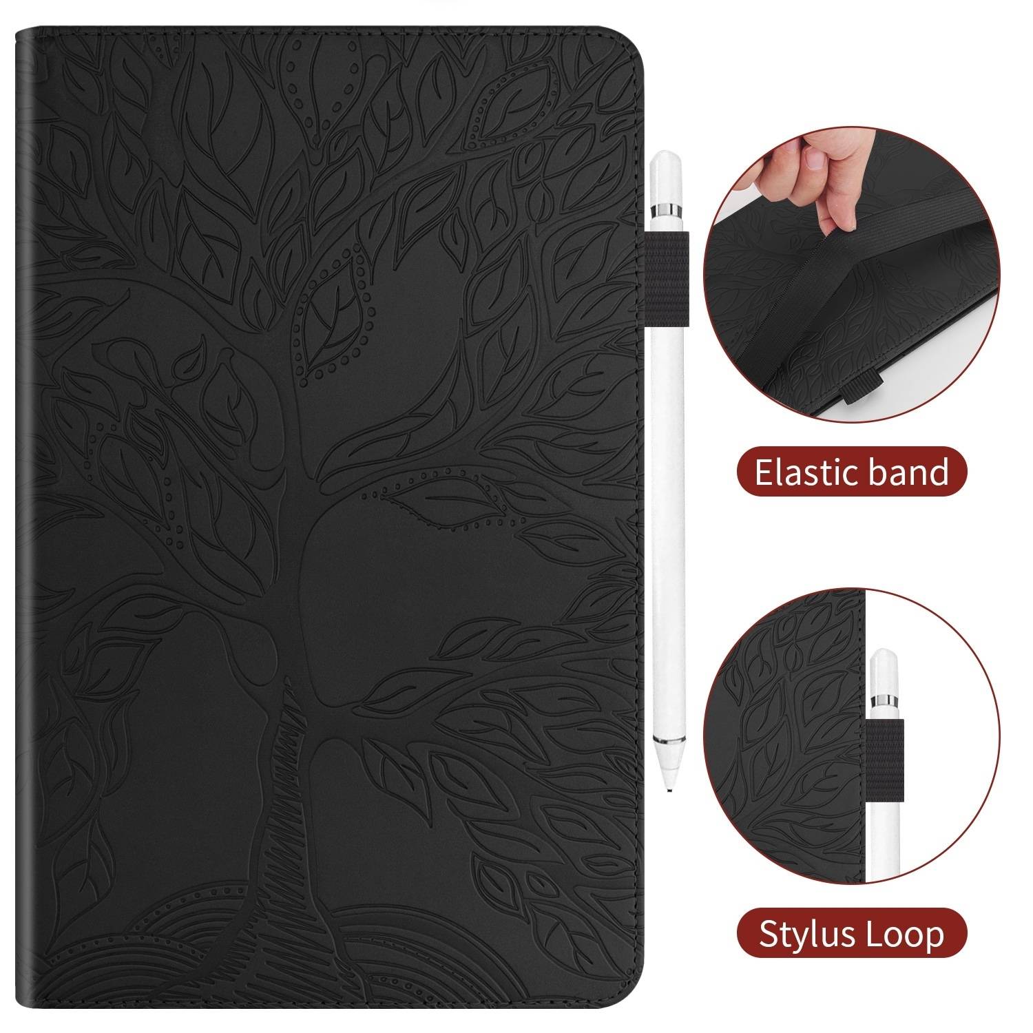 Für Honor Pad X8a 11 Zoll aufstellbare Baum Muster Kunstleder Hülle Tasche Case Schwarz