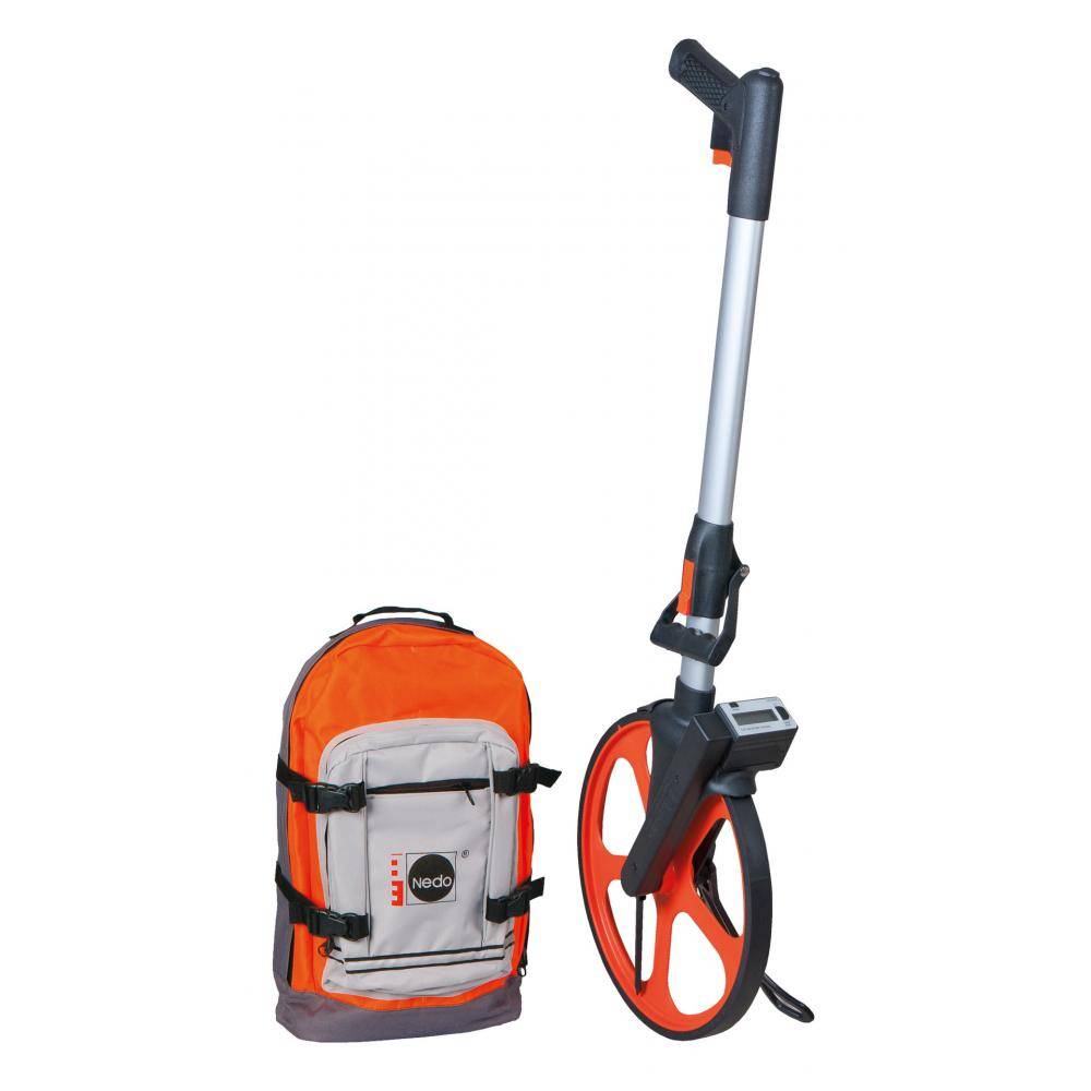 Nedo Leichtmessrad Digital - Radumfang 1 m - Messbereich 0 bis 9.999,99 m - Set inkl. Rucksack