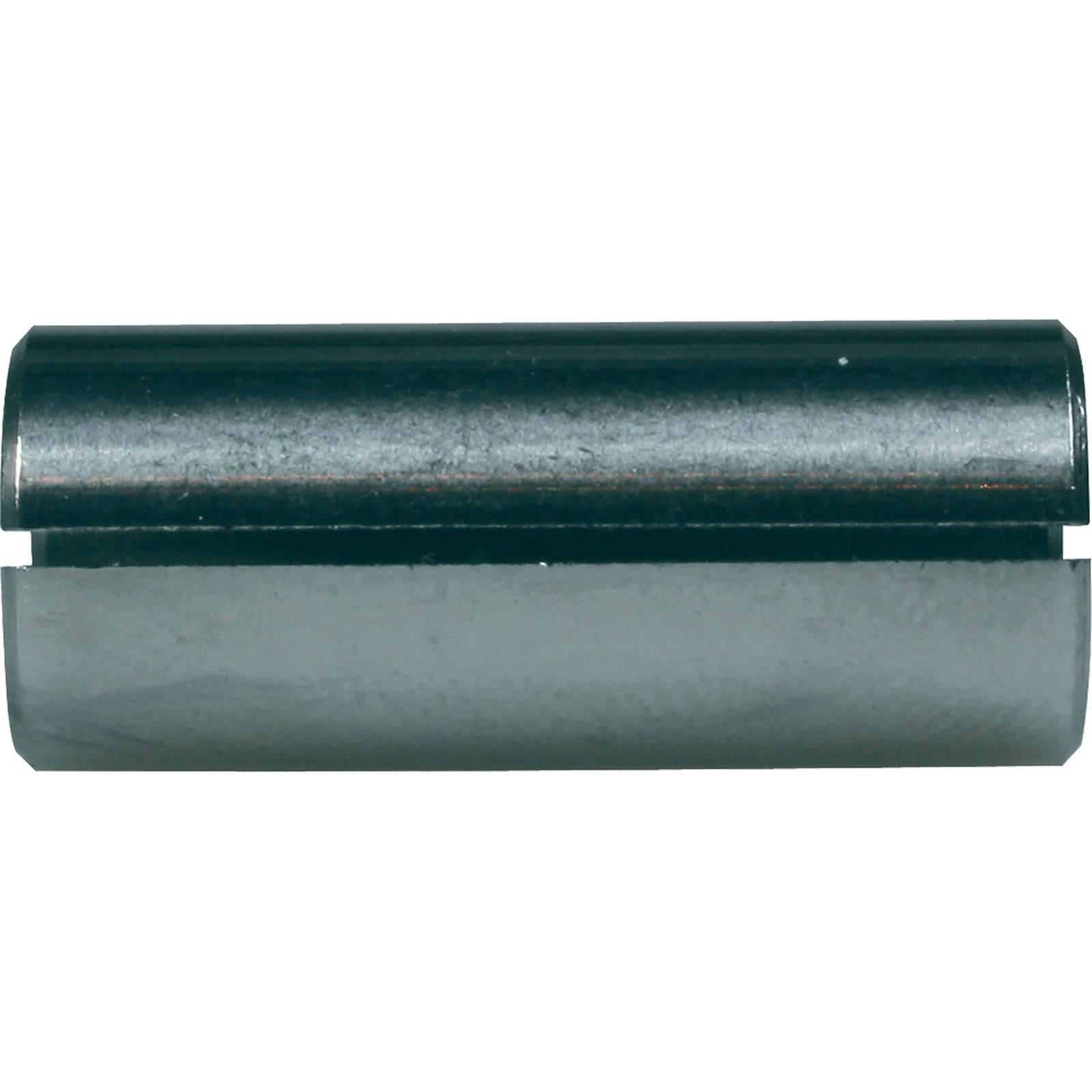 Eine kleine, zylindrische Metallscharnierstift, möglicherweise zum Befestigen von Teilen in Maschinen oder Möbeln, vor einem weißen Hintergrund.