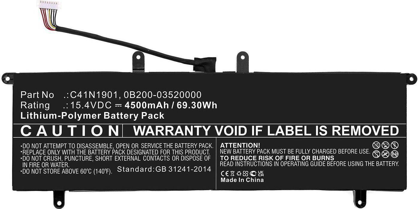 Batteriepack, 4500mAh / 69,30Wh, Standard: GB 31241-2014. Garantie erlischt bei Beschädigungdes Etiketts. Hergestellt in China.
