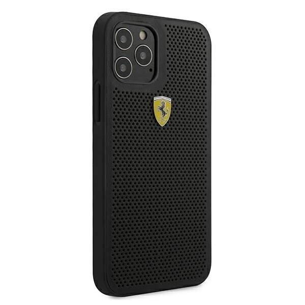 Ferrari FESPEHCP12MBK iPhone 12/12 Pro 6.1″ schwarz/schwarz Hardcase On Track Perforated