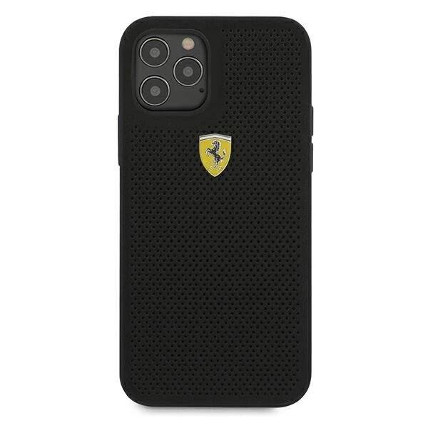 Ferrari FESPEHCP12MBK iPhone 12/12 Pro 6.1″ schwarz/schwarz Hardcase On Track Perforated