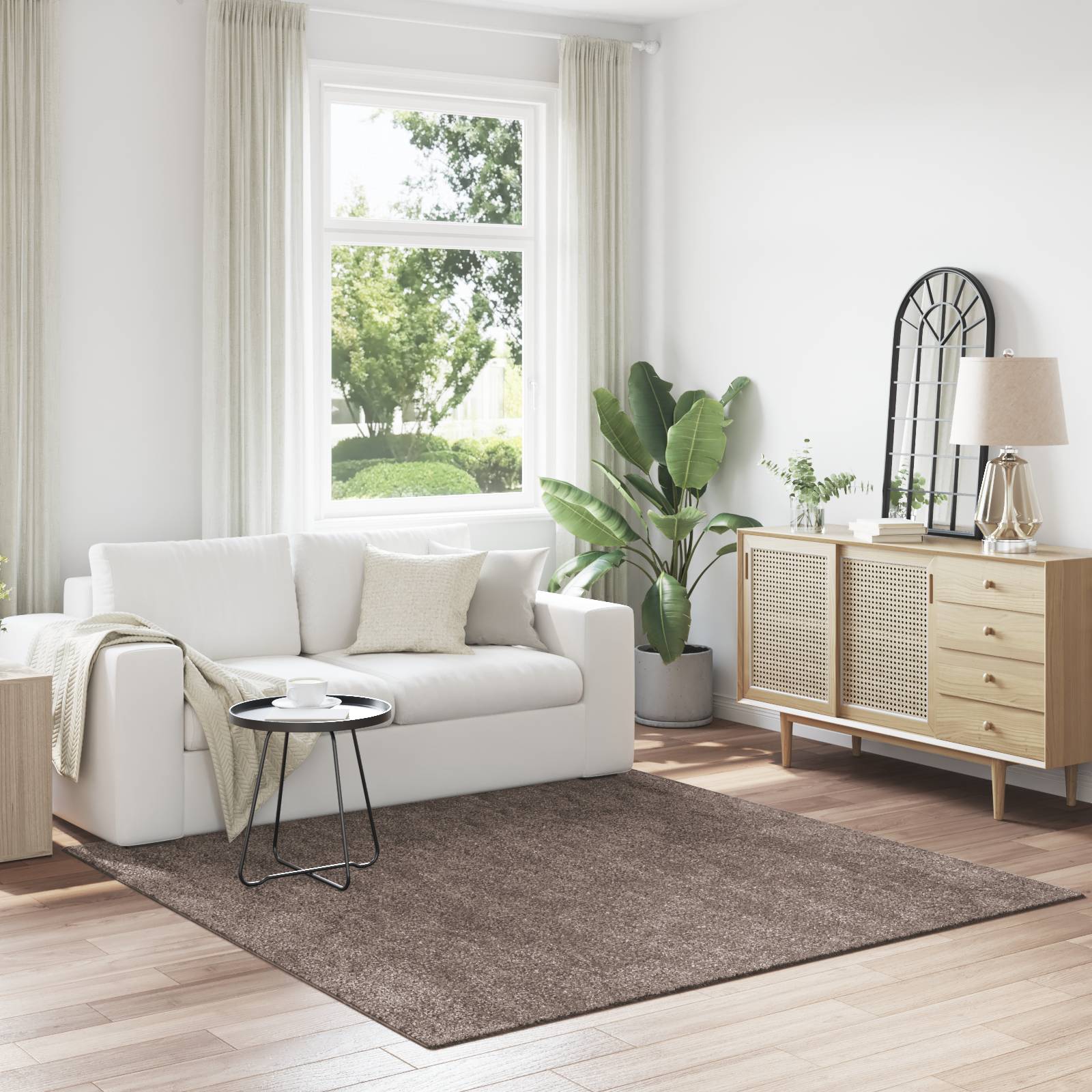 vidaXL Shaggy-Teppich mit Latexrücken Braun 200x200 cm