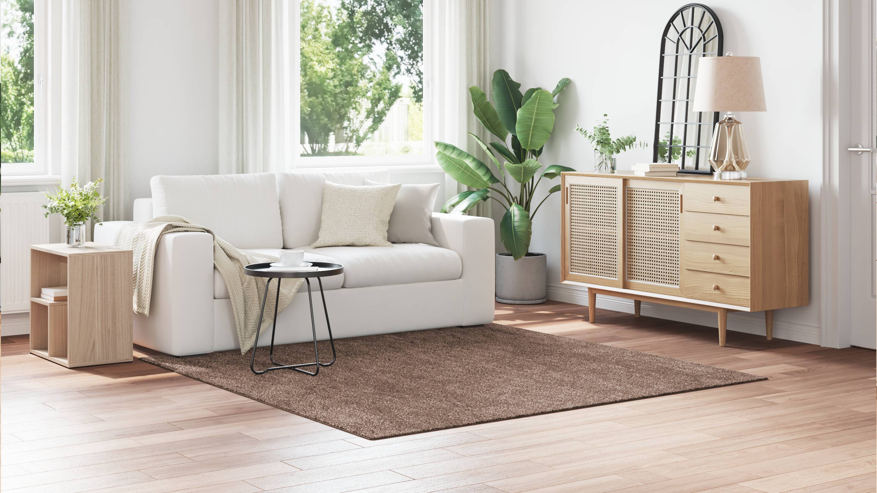 vidaXL Shaggy-Teppich mit Latexrücken Braun 200x200 cm