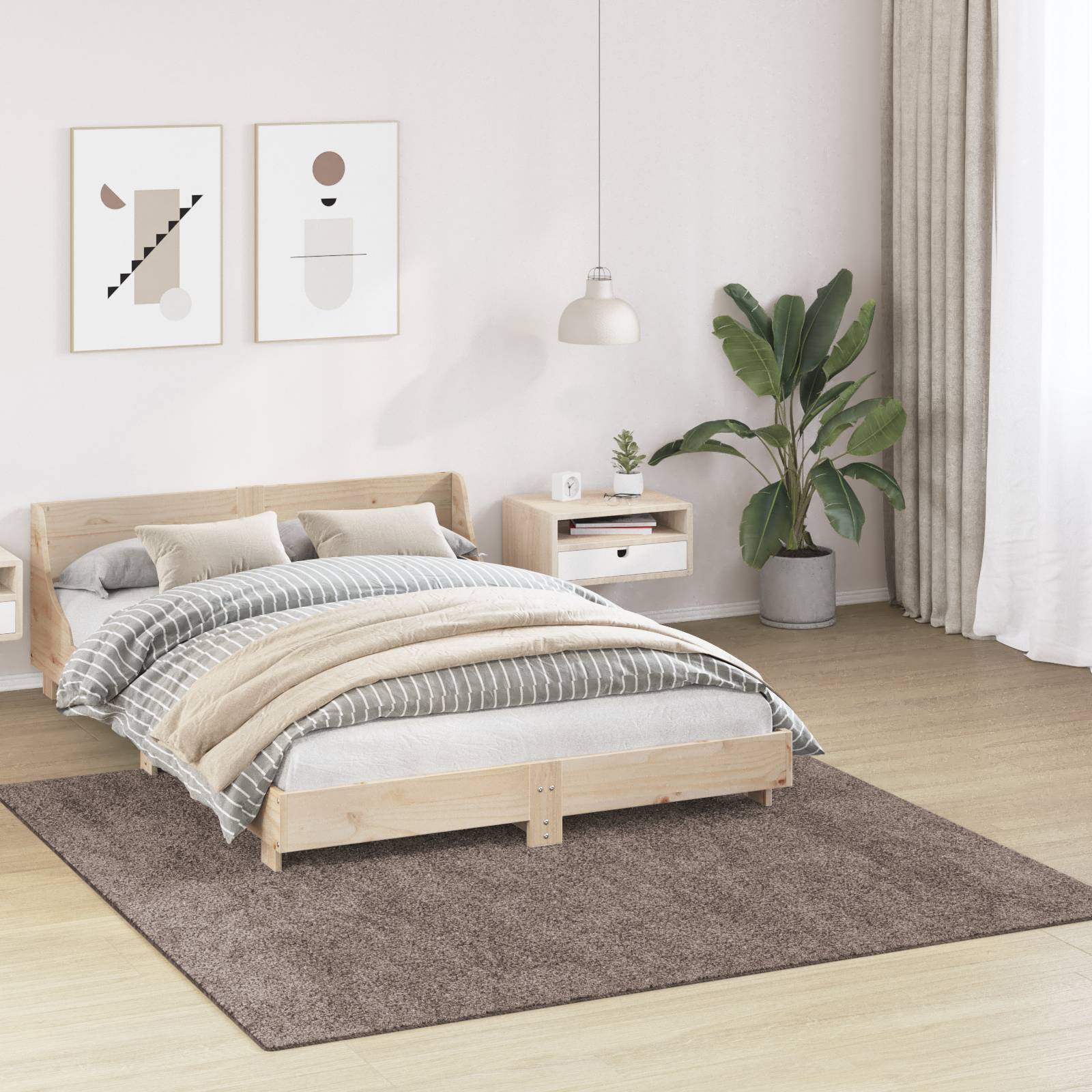 vidaXL Shaggy-Teppich mit Latexrücken Braun 200x200 cm