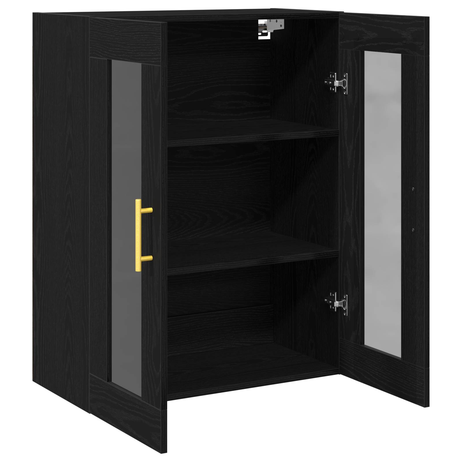 vidaXL Wandschrank mit Glastüren Schwarz Eiche 69,5x34x90 cm