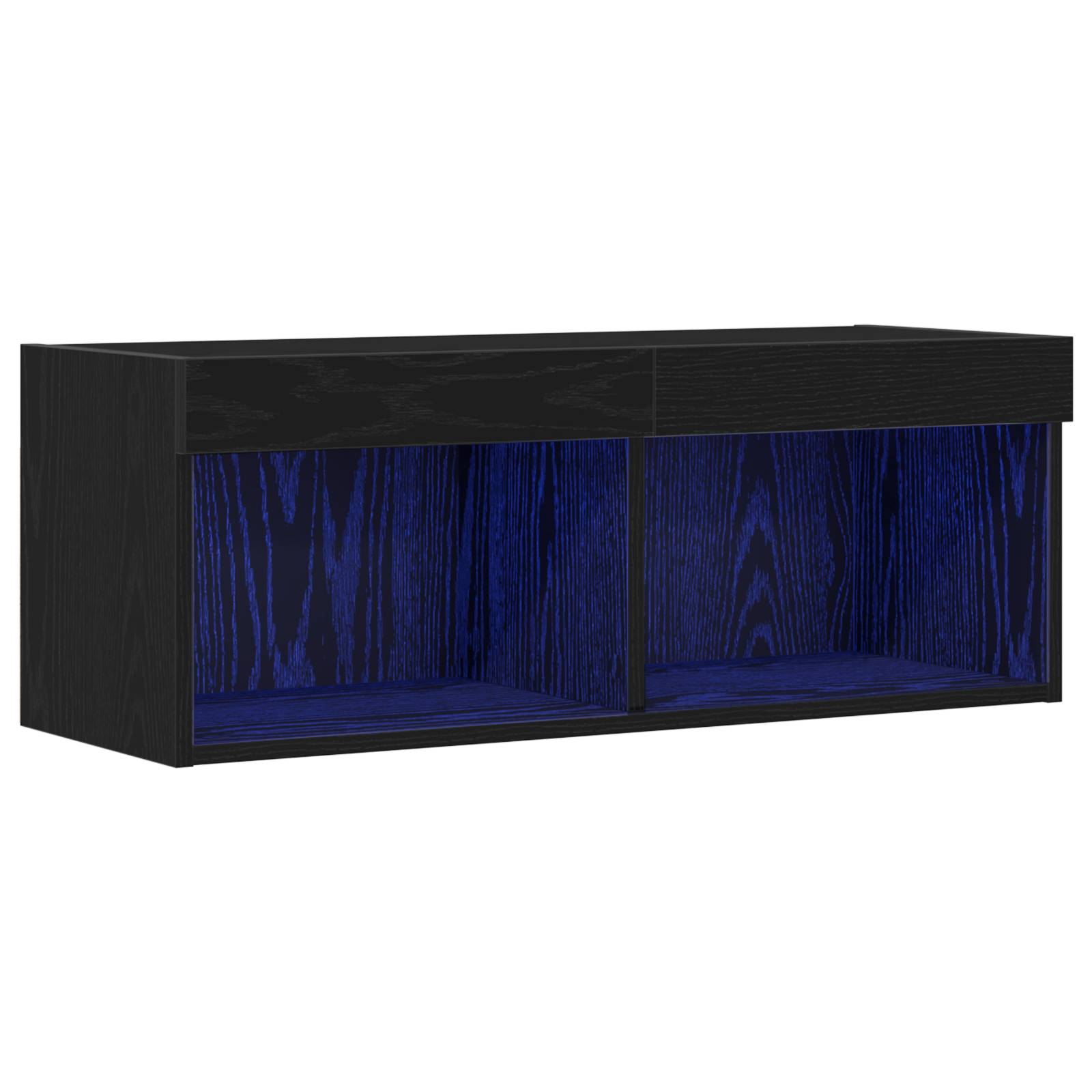 vidaXL TV-Wandschrank mit LED-Leuchten Schwarz Eiche 80x30x30 cm