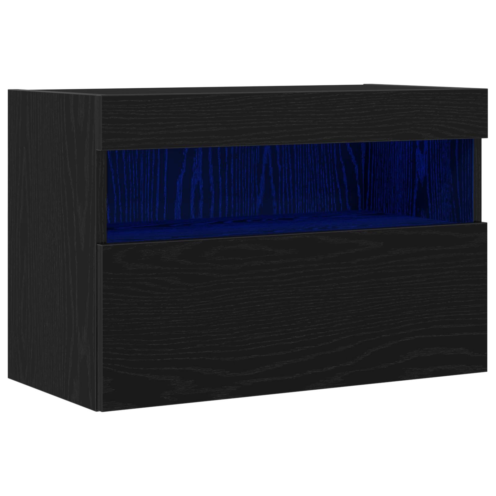 vidaXL TV-Wandschrank mit LED-Leuchten Schwarz Eiche 60x30x40 cm