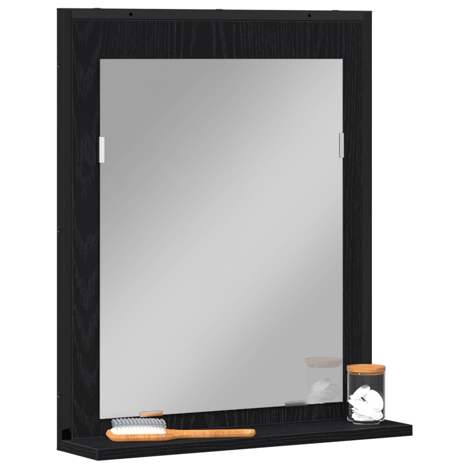 vidaXL Badspiegel Schwarz Eiche 50x12x60 cm Holzwerkstoff