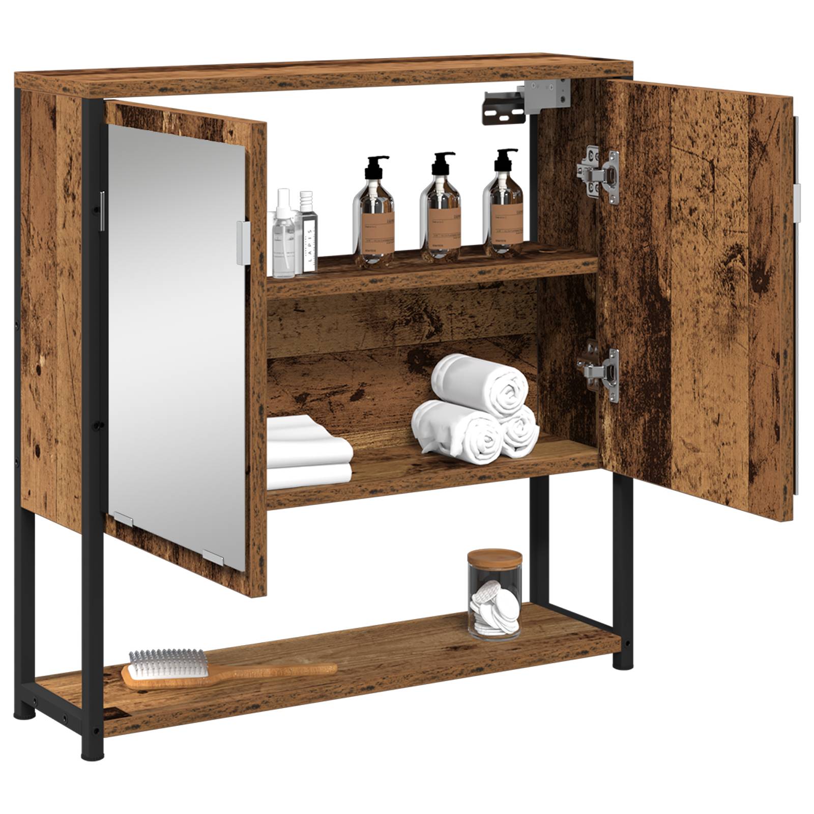 vidaXL Spiegelschrank Altholz 60x16x60 cm Holzwerkstoff
