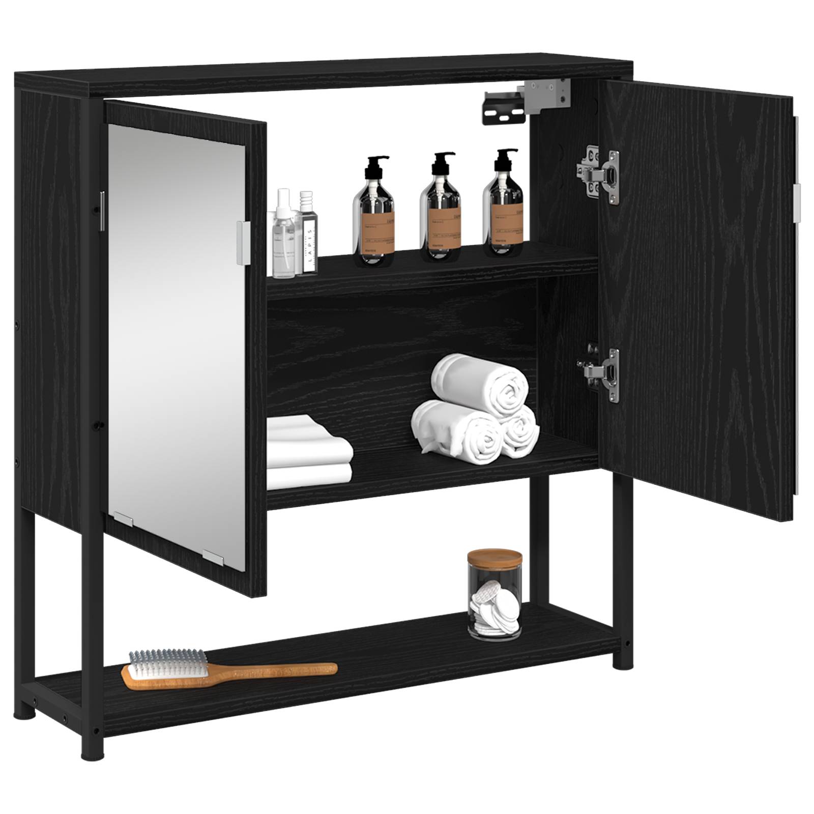 vidaXL Spiegelschrank Schwarz Eiche 60x16x60 cm Holzwerkstoff