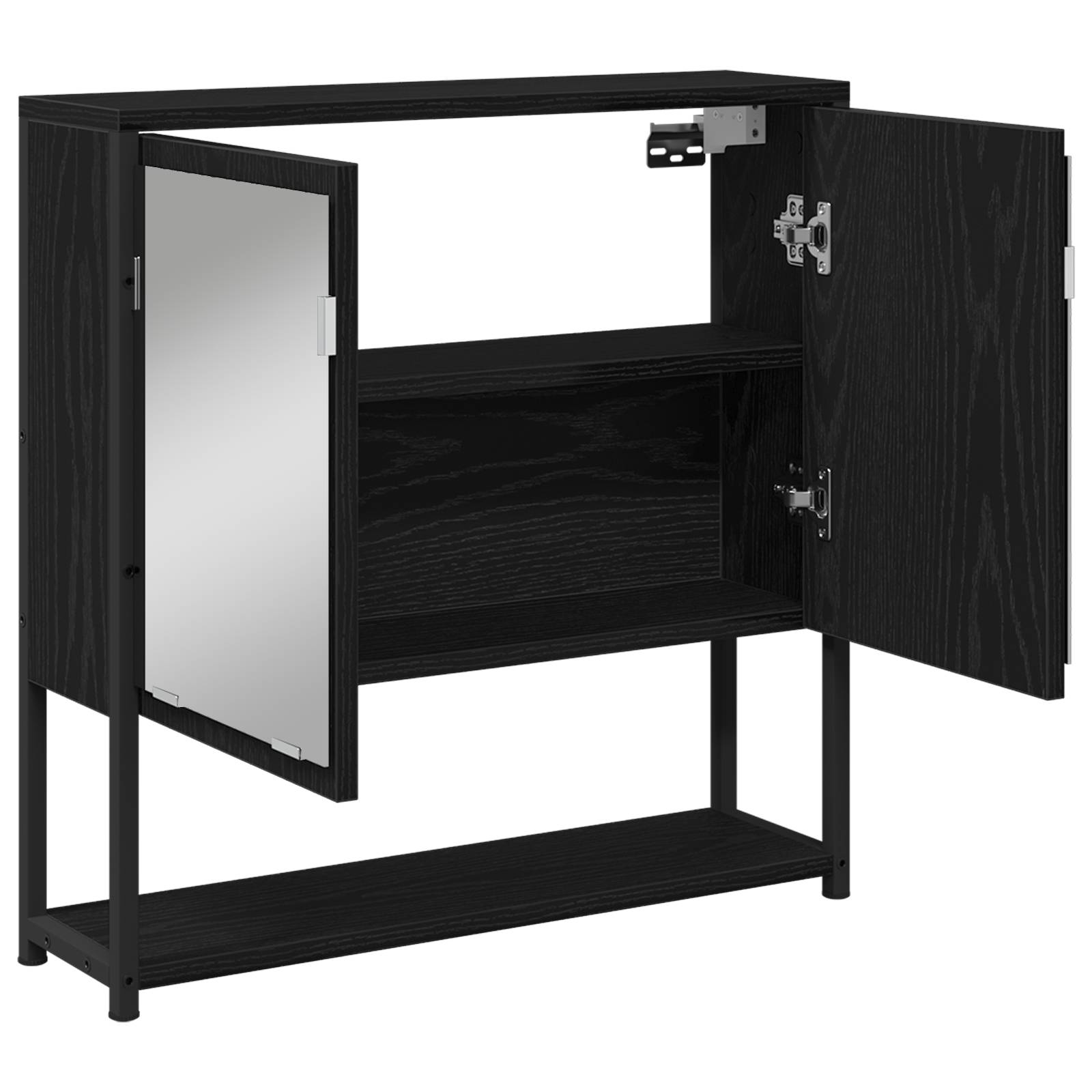 vidaXL Spiegelschrank Schwarz Eiche 60x16x60 cm Holzwerkstoff