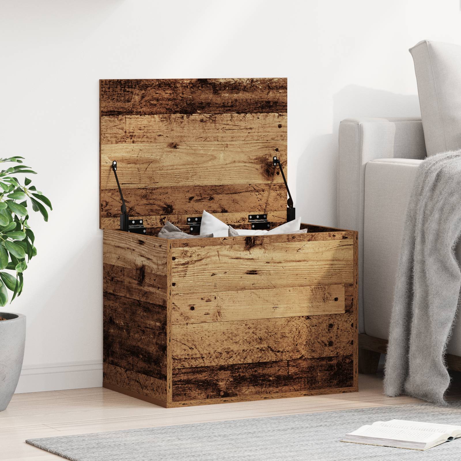 vidaXL Aufbewahrungsbox mit Deckel Altholz 60x42x46 cm Holzwerkstoff