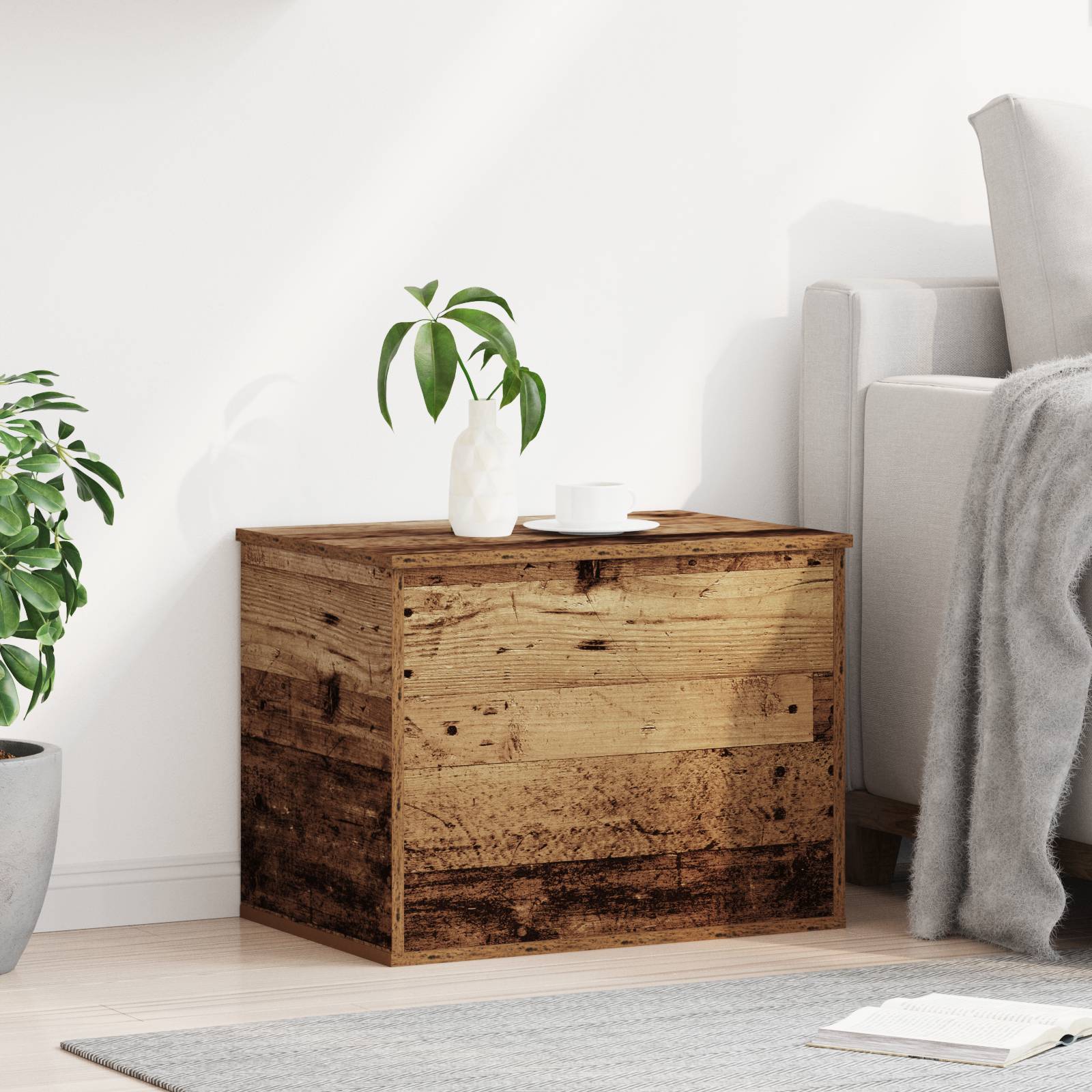 vidaXL Aufbewahrungsbox mit Deckel Altholz 60x42x46 cm Holzwerkstoff