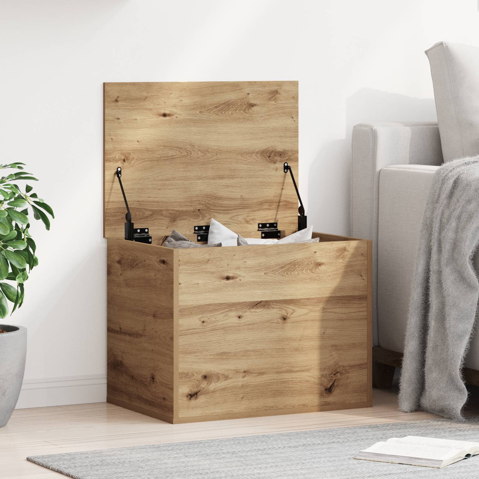 vidaXL Aufbewahrungsbox mit Deckel Artisan Eiche 60x42x46 cm