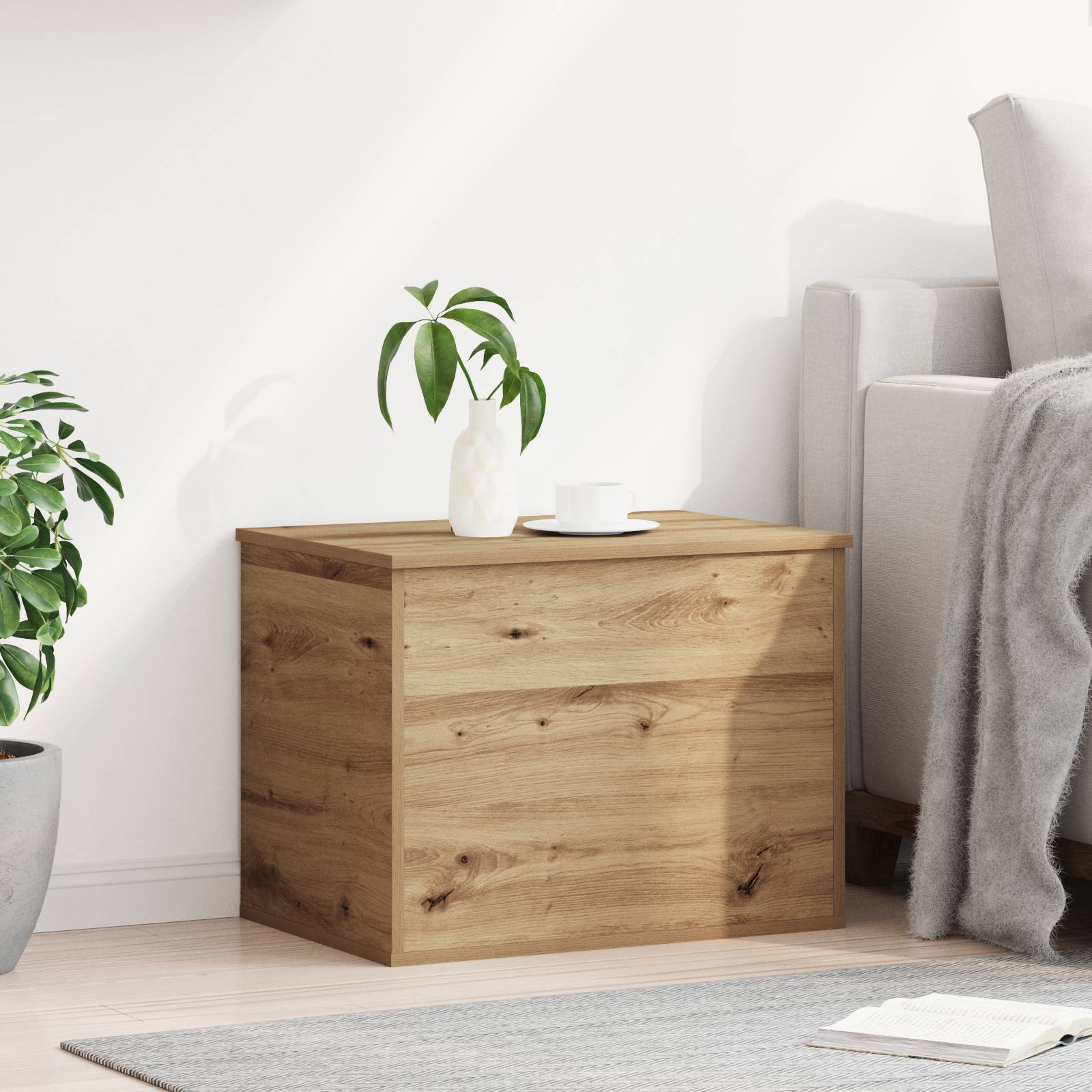 vidaXL Aufbewahrungsbox mit Deckel Artisan Eiche 60x42x46 cm