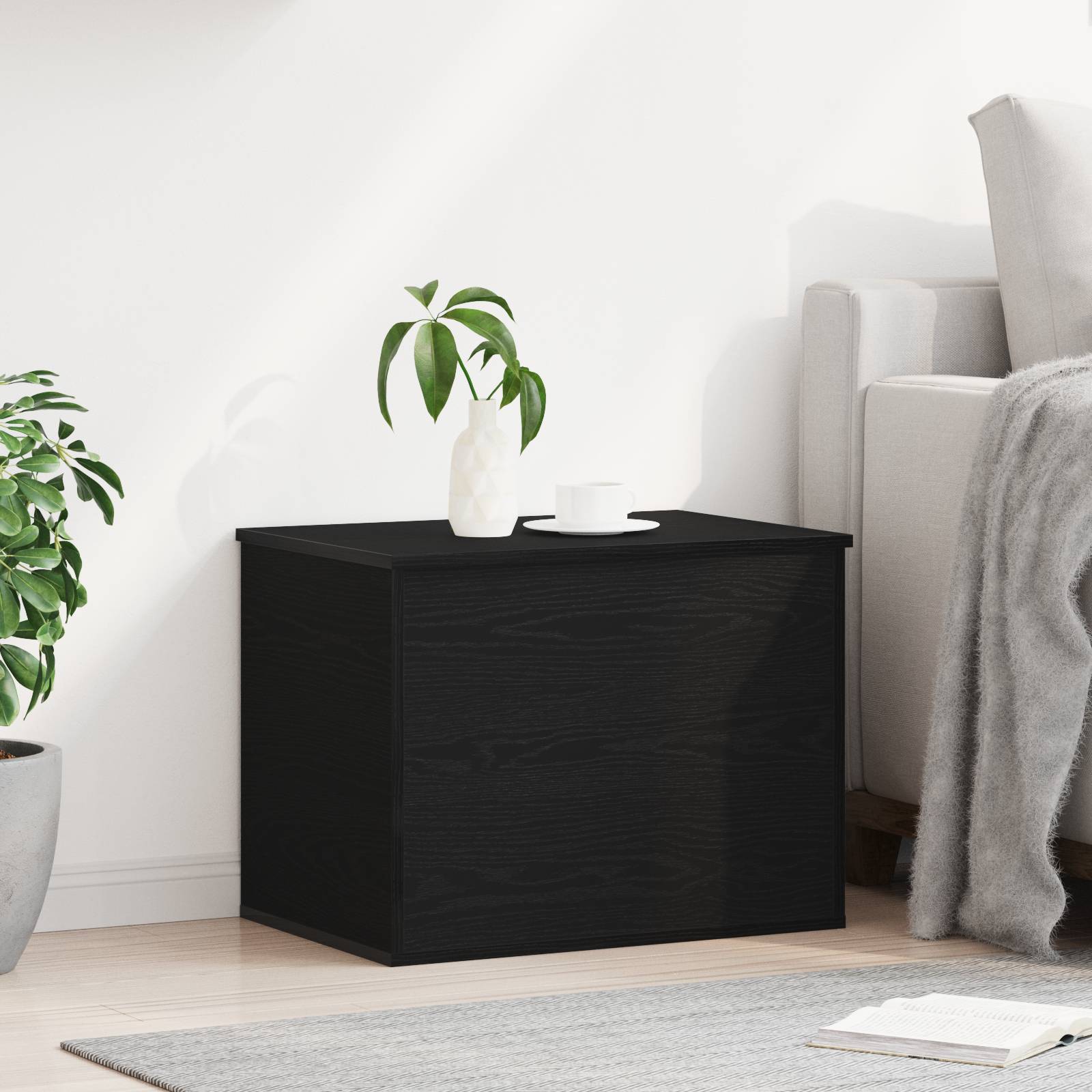 vidaXL Aufbewahrungsbox mit Deckel Schwarz Eiche 60x42x46 cm