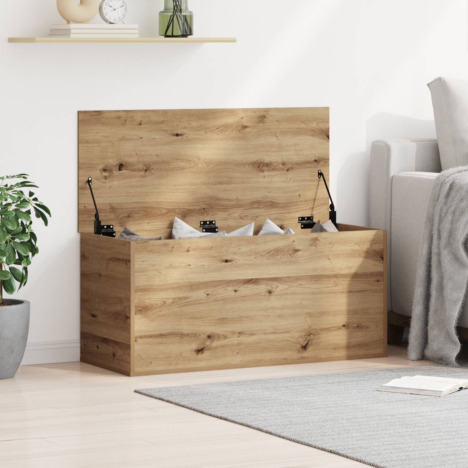 vidaXL Aufbewahrungsbox mit Deckel Artisan Eiche 100x42x46 cm