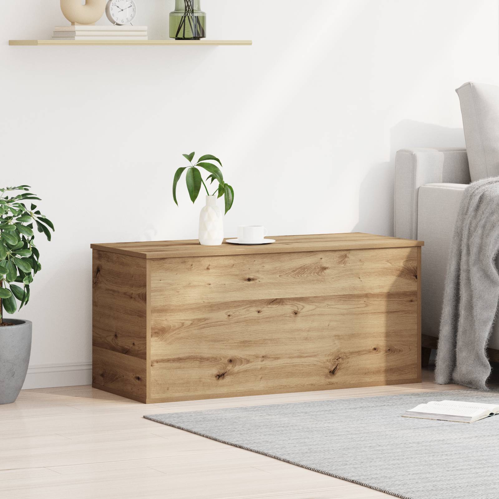 vidaXL Aufbewahrungsbox mit Deckel Artisan Eiche 100x42x46 cm