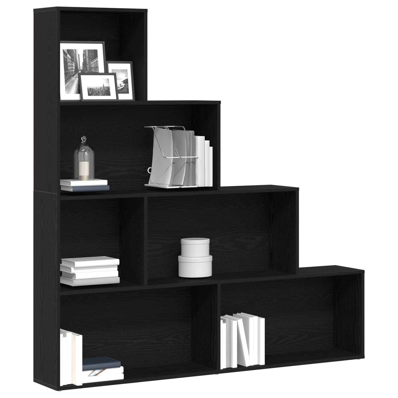 vidaXL Bücherregal/Raumteiler Schwarz Eiche 155x24x160cm Holzwerkstoff