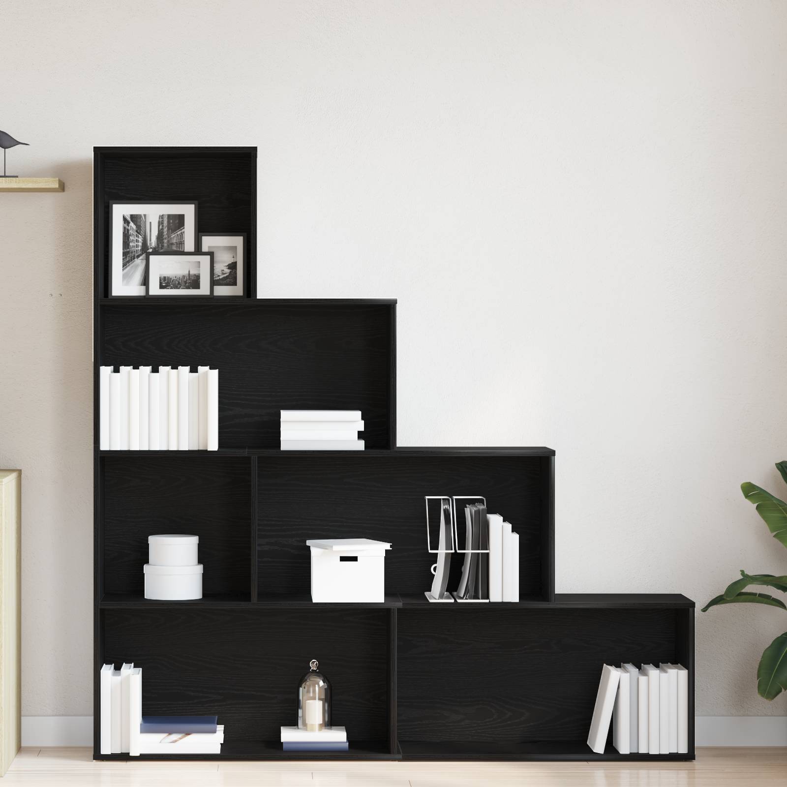 vidaXL Bücherregal/Raumteiler Schwarz Eiche 155x24x160cm Holzwerkstoff