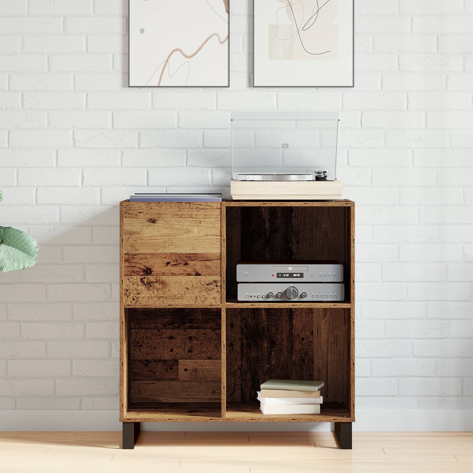 vidaXL Schallplattenschrank Artisan Eiche 84,5x38x89 cm Holzwerkstoff