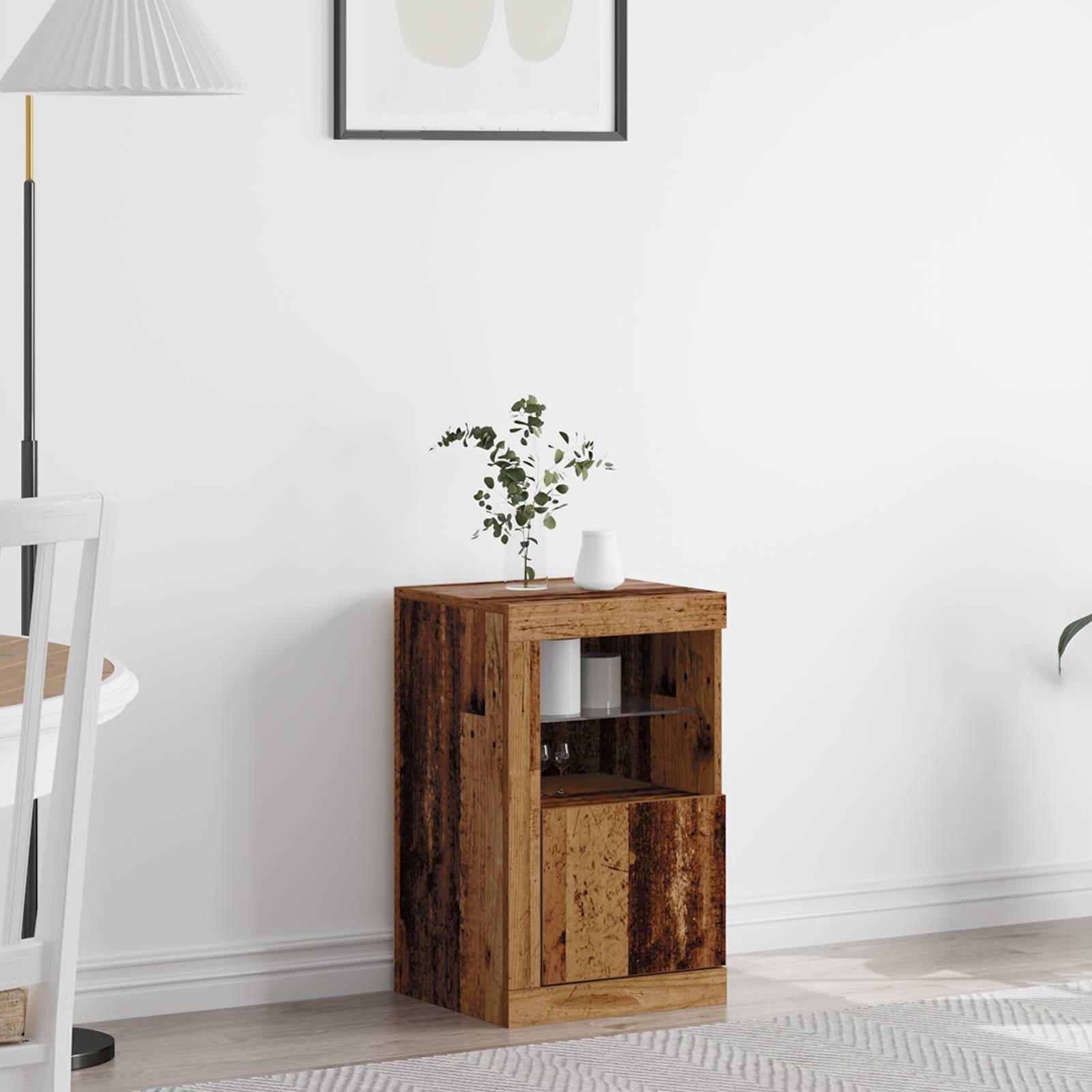 vidaXL Sideboard mit LED-Leuchten Altholz 41x37x67 cm