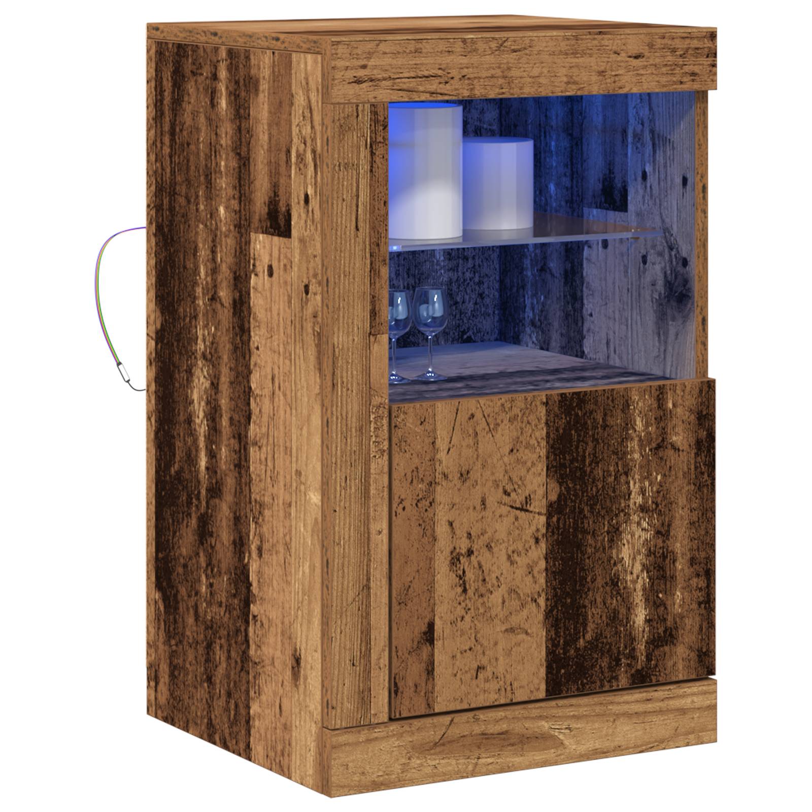 vidaXL Sideboard mit LED-Leuchten Altholz 41x37x67 cm