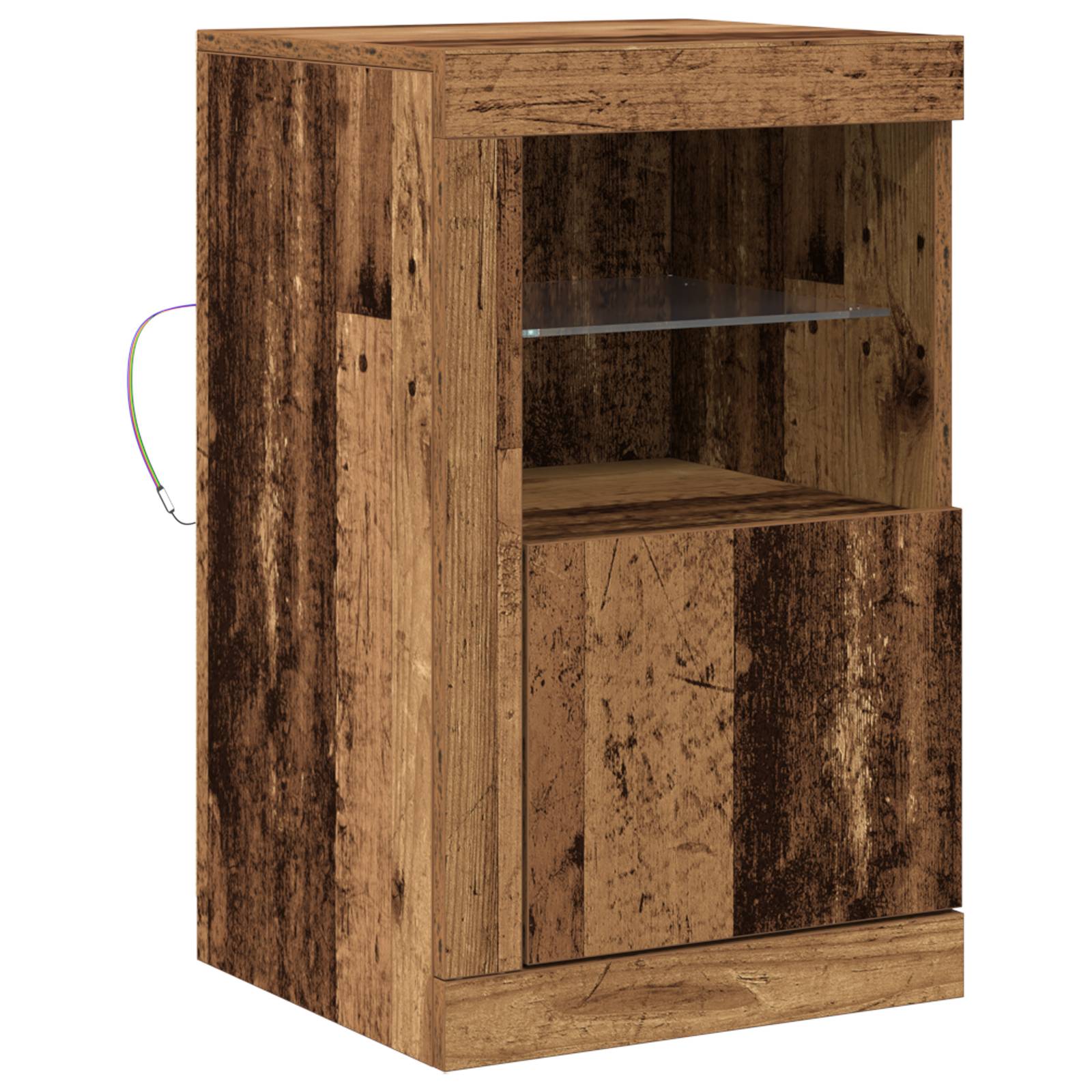 vidaXL Sideboard mit LED-Leuchten Altholz 41x37x67 cm