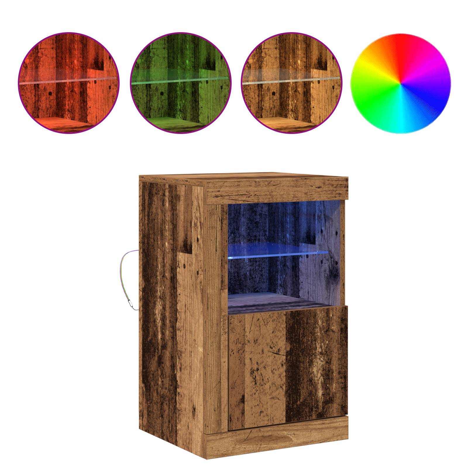 vidaXL Sideboard mit LED-Leuchten Altholz 41x37x67 cm