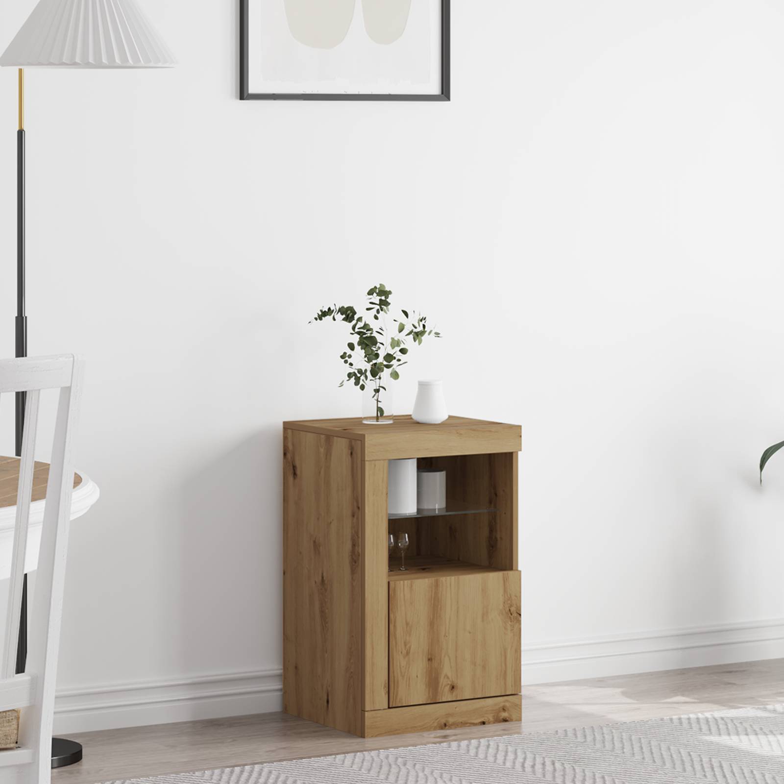 vidaXL Sideboard mit LED-Leuchten Artisan Eiche 41x37x67 cm