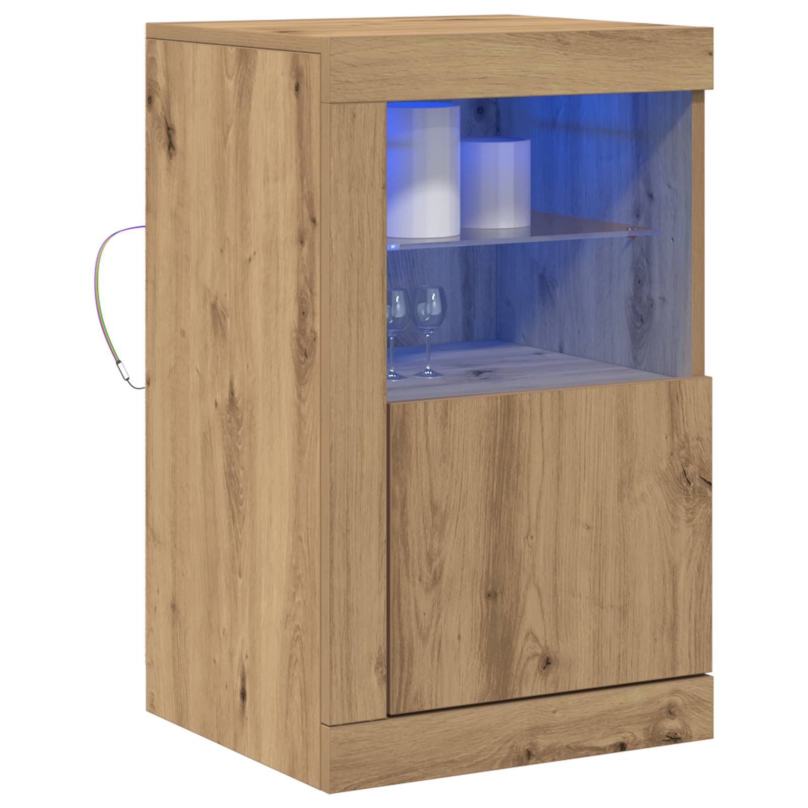 vidaXL Seitenschränke mit LED-Lichtern 2 Stück Artisan Eiche 41x37x67 cm