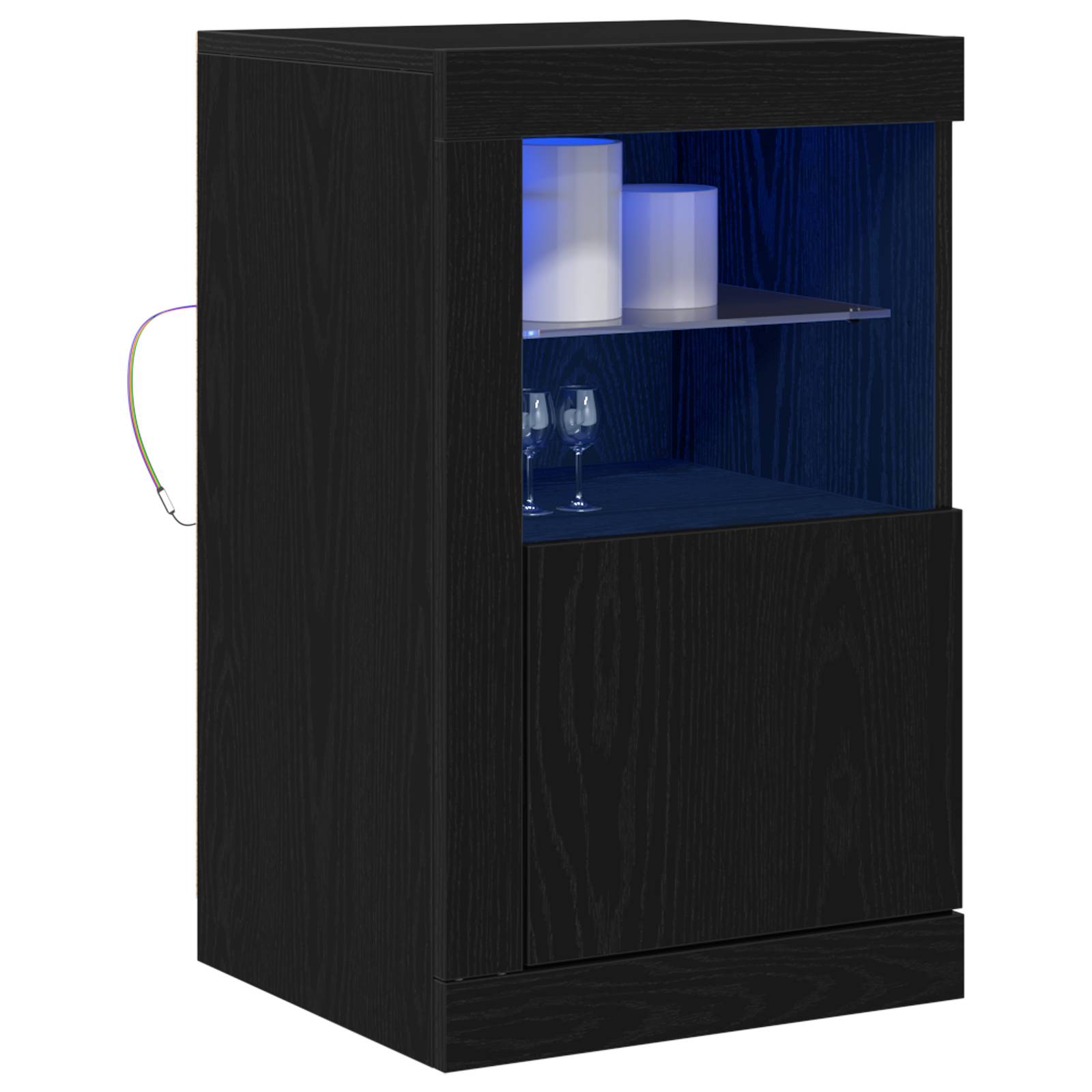 vidaXL Seitenschränke mit LED-Lichtern 2 Stück Schwarz Eiche 41x37x67 cm