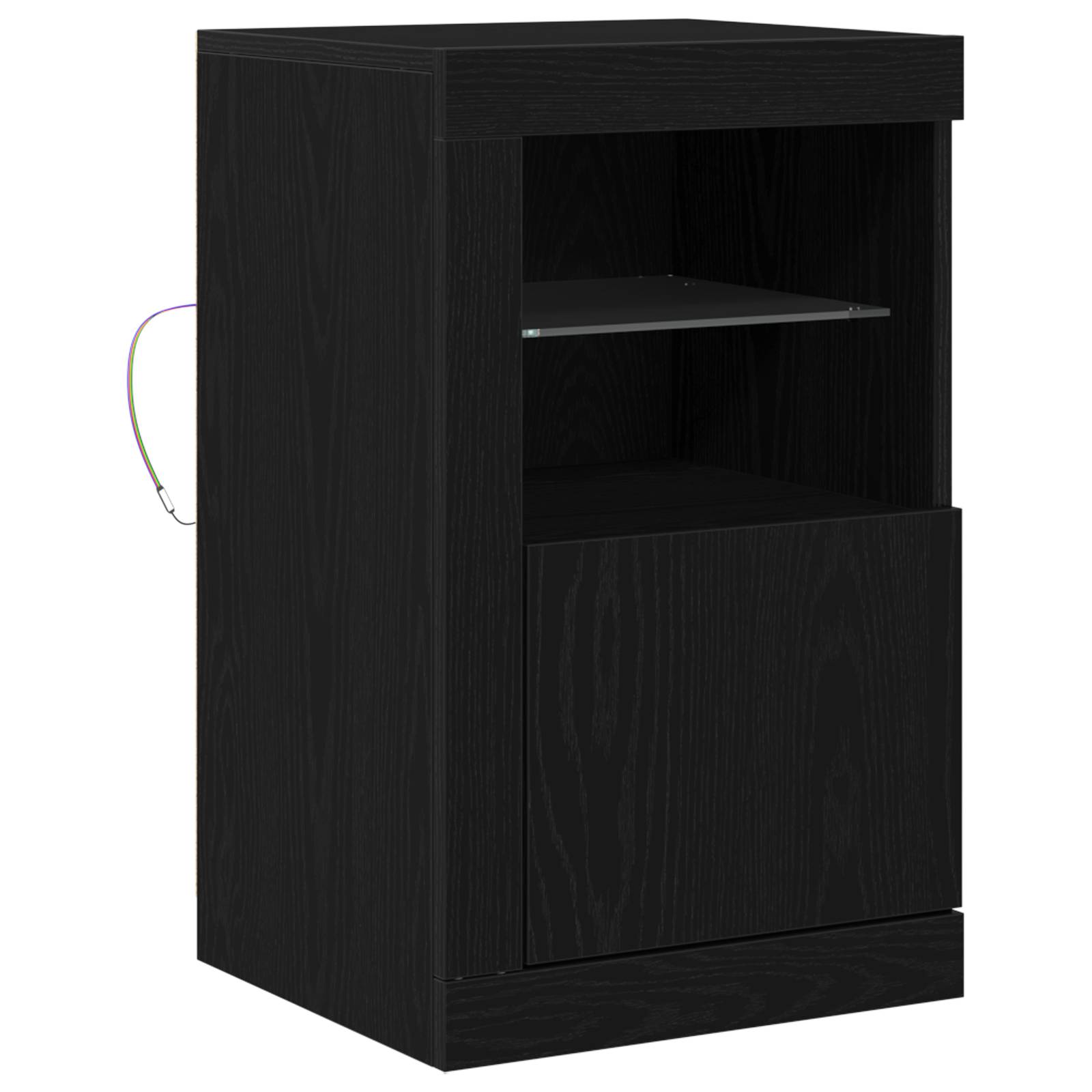 vidaXL Sideboard mit LED-Leuchten Schwarz Eiche 41x37x67 cm