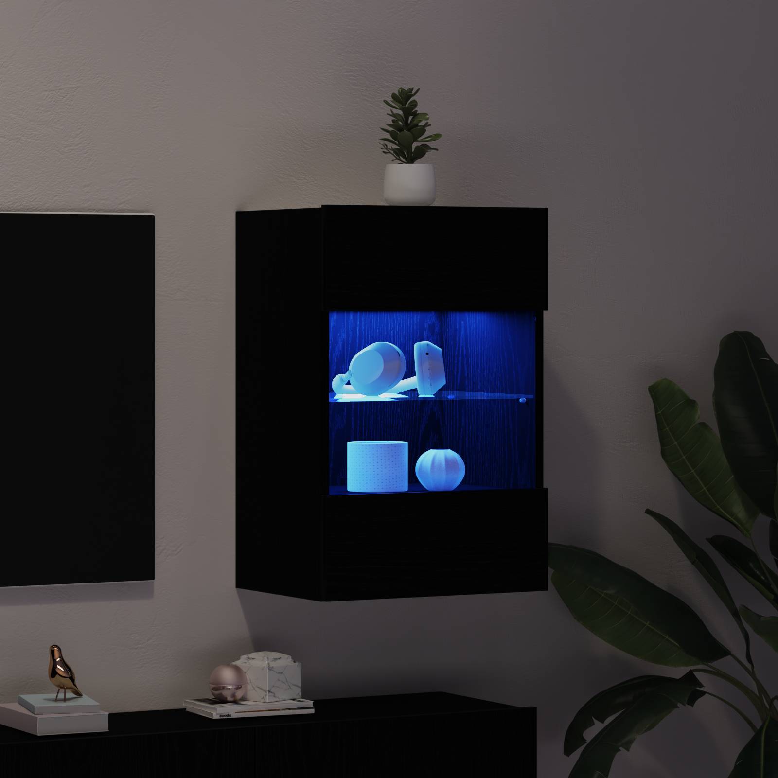 vidaXL LED TV-Schrank Schwarz Eiche 40x30x60,5cm Holzwerkstoff