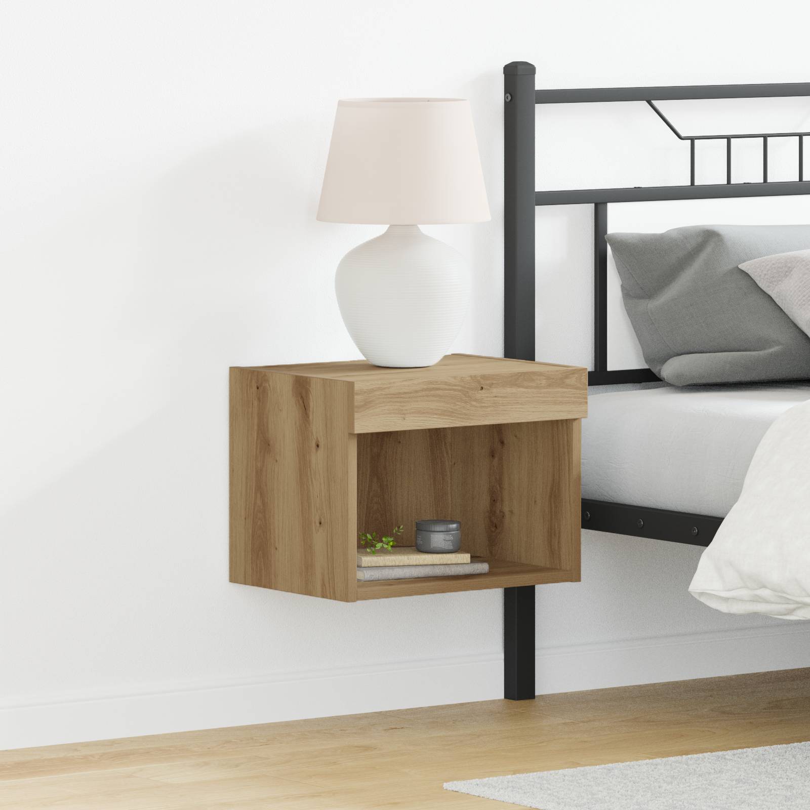 vidaXL Wandschrank mit LED-Leuchten Artisan Eiche 40x30x30 cm