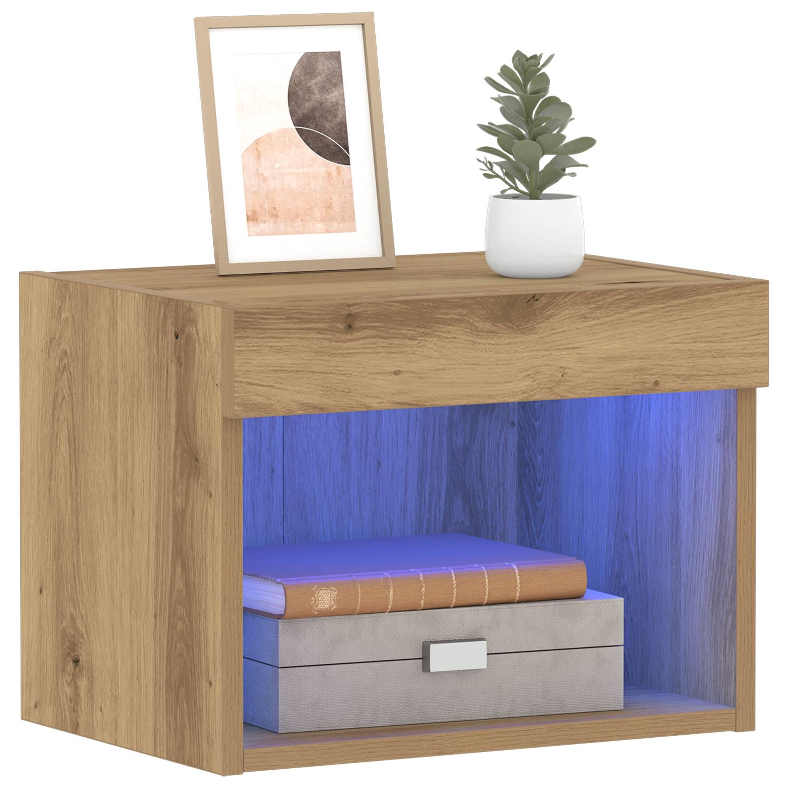 vidaXL Wandschrank mit LED-Leuchten Artisan Eiche 40x30x30 cm