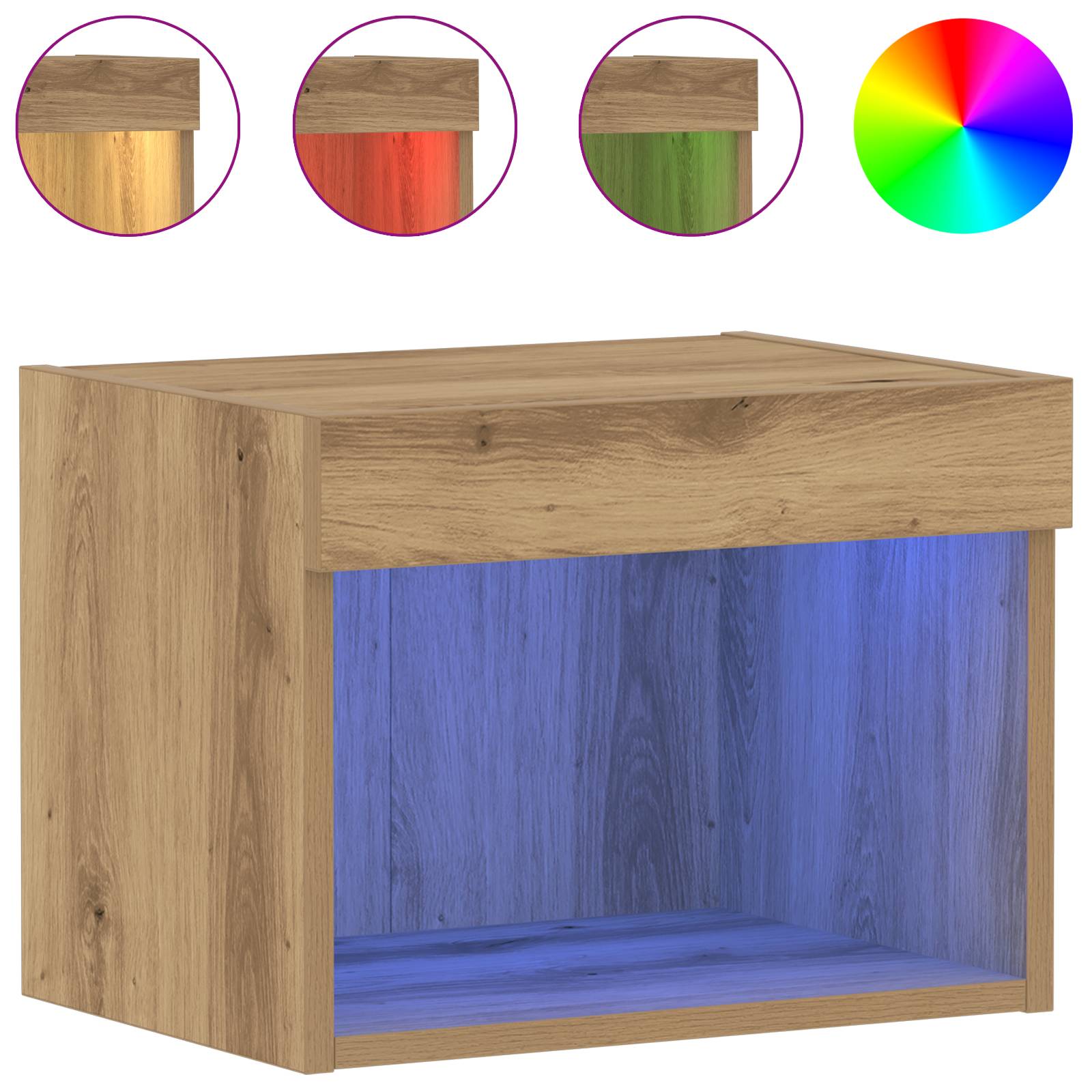 vidaXL Wandschrank mit LED-Leuchten Artisan Eiche 40x30x30 cm