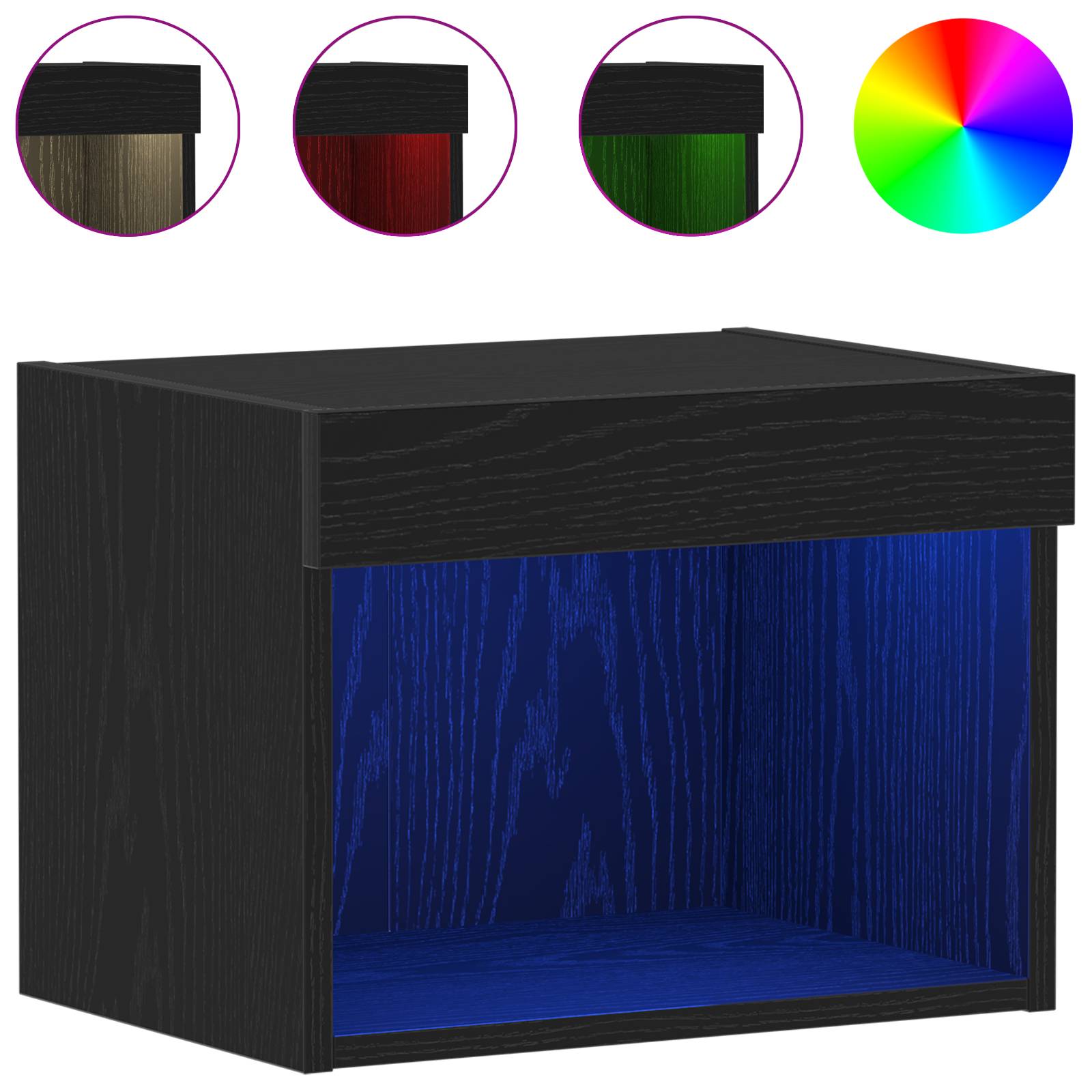 vidaXL Wandschränke mit LED-Leuchten 2 Stk. Schwarz Eiche 40x30x30 cm