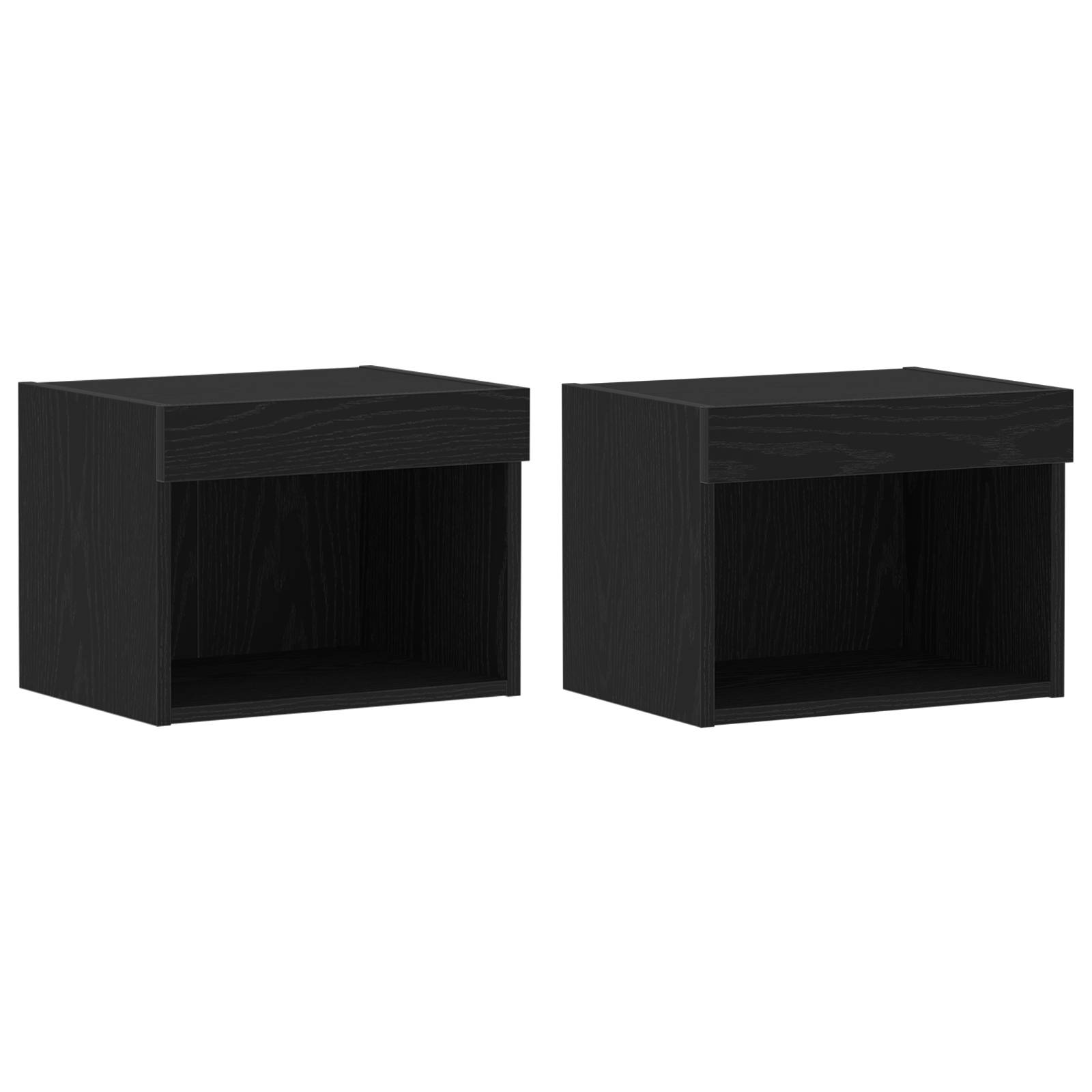 vidaXL Wandschränke mit LED-Leuchten 2 Stk. Schwarz Eiche 40x30x30 cm