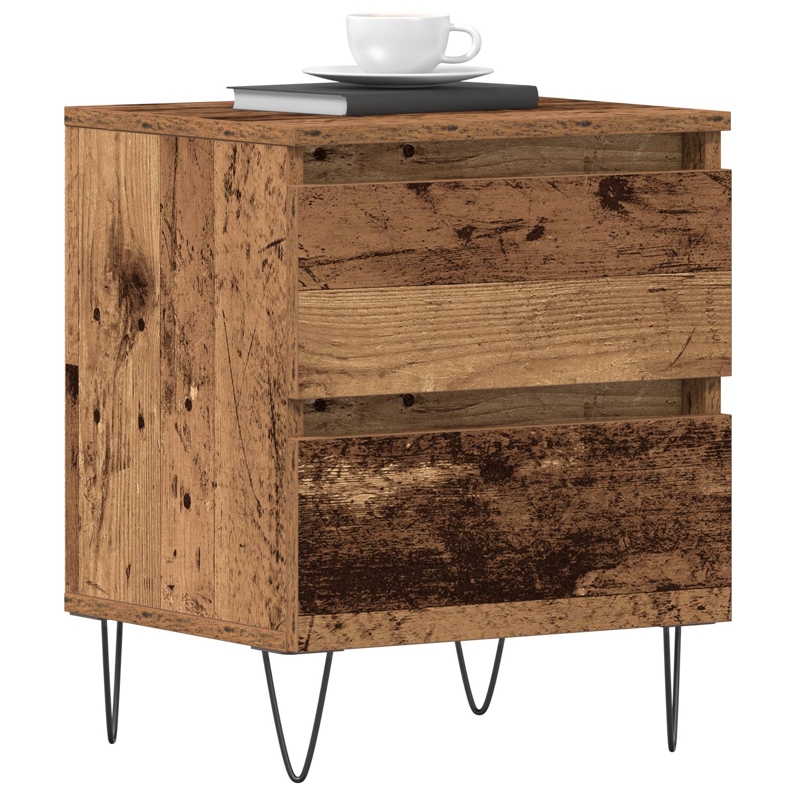 vidaXL Nachttische 2 Stk. Altholz 40x35x50 cm Holzwerkstoff