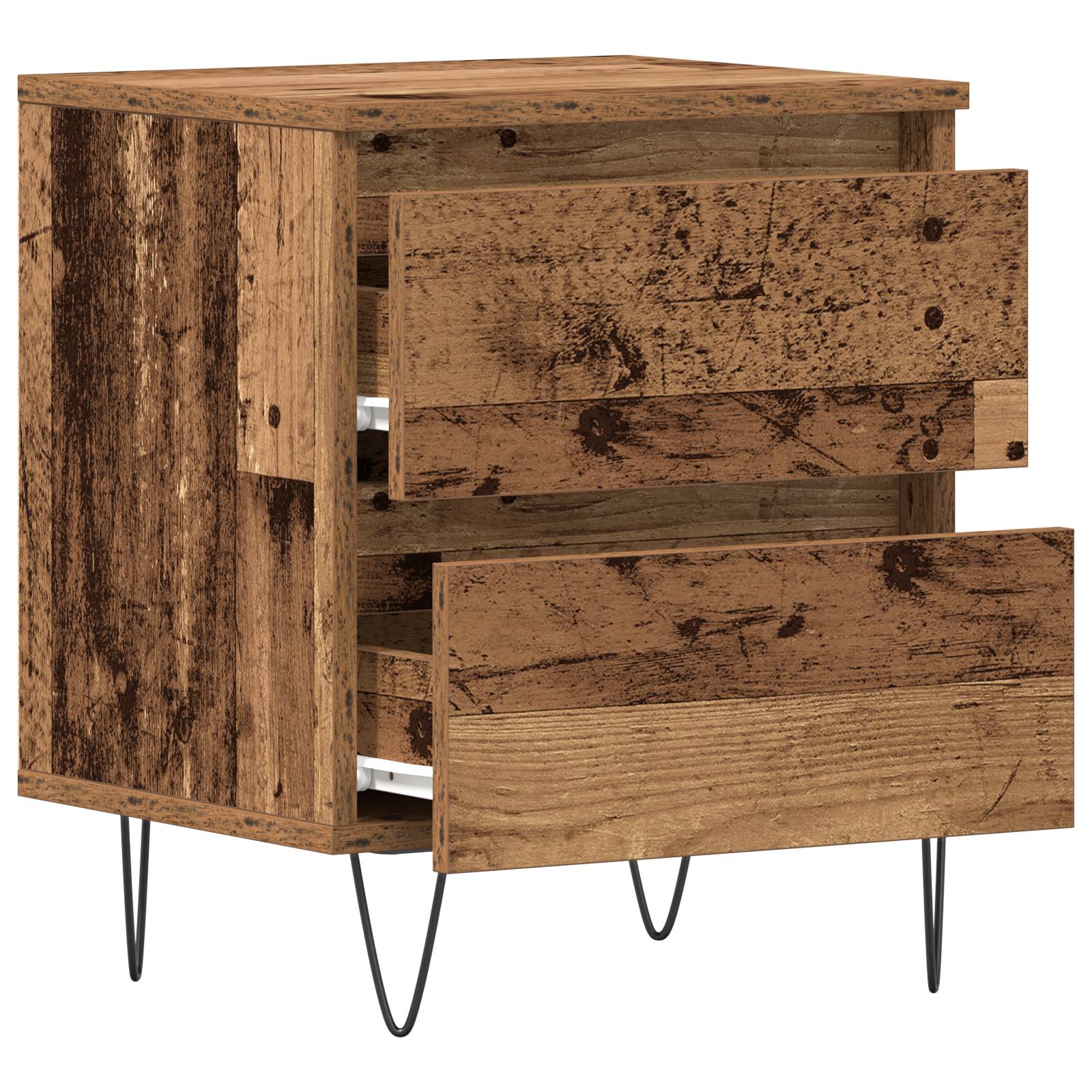 vidaXL Nachttische 2 Stk. Altholz 40x35x50 cm Holzwerkstoff