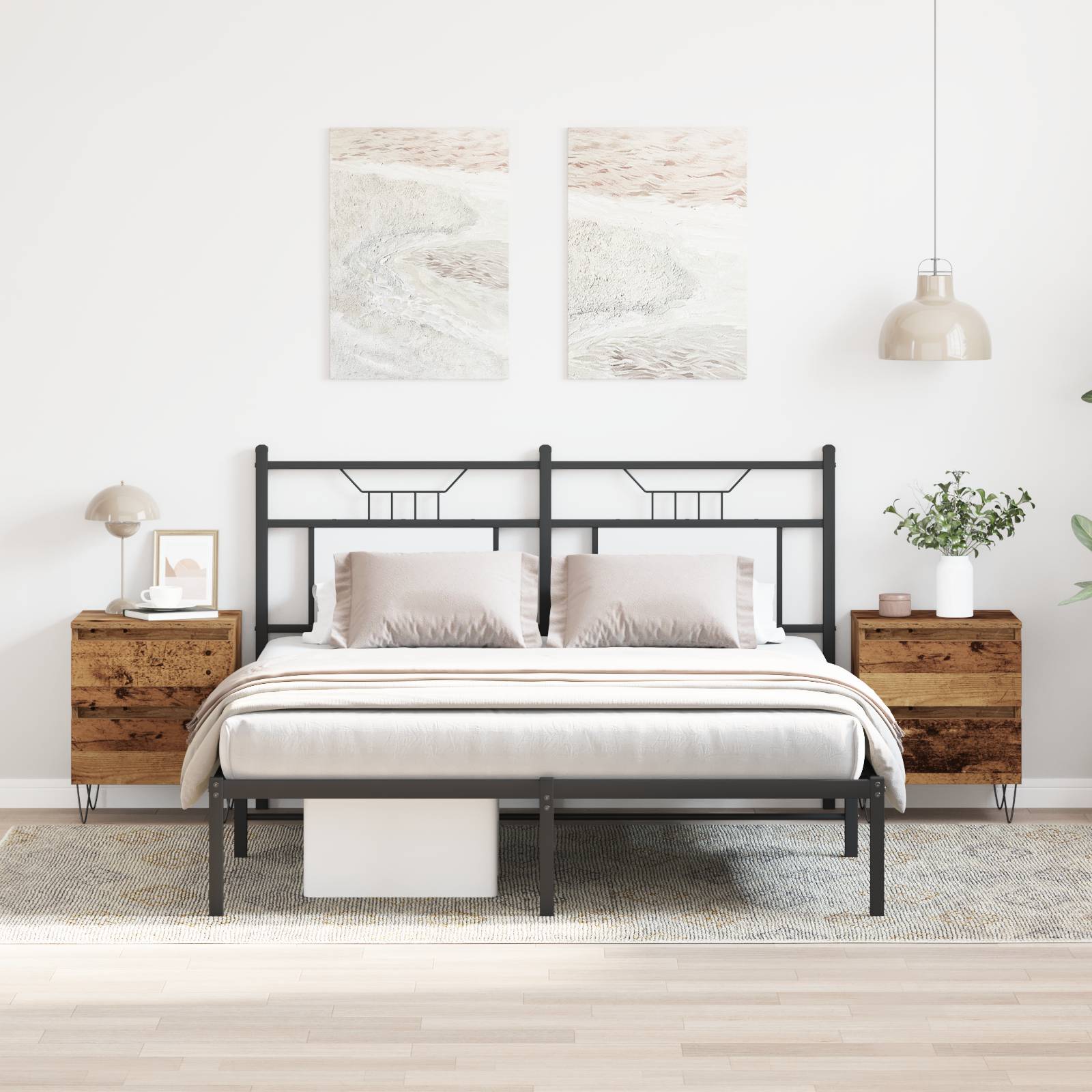 vidaXL Nachttische 2 Stk. Altholz 40x35x50 cm Holzwerkstoff
