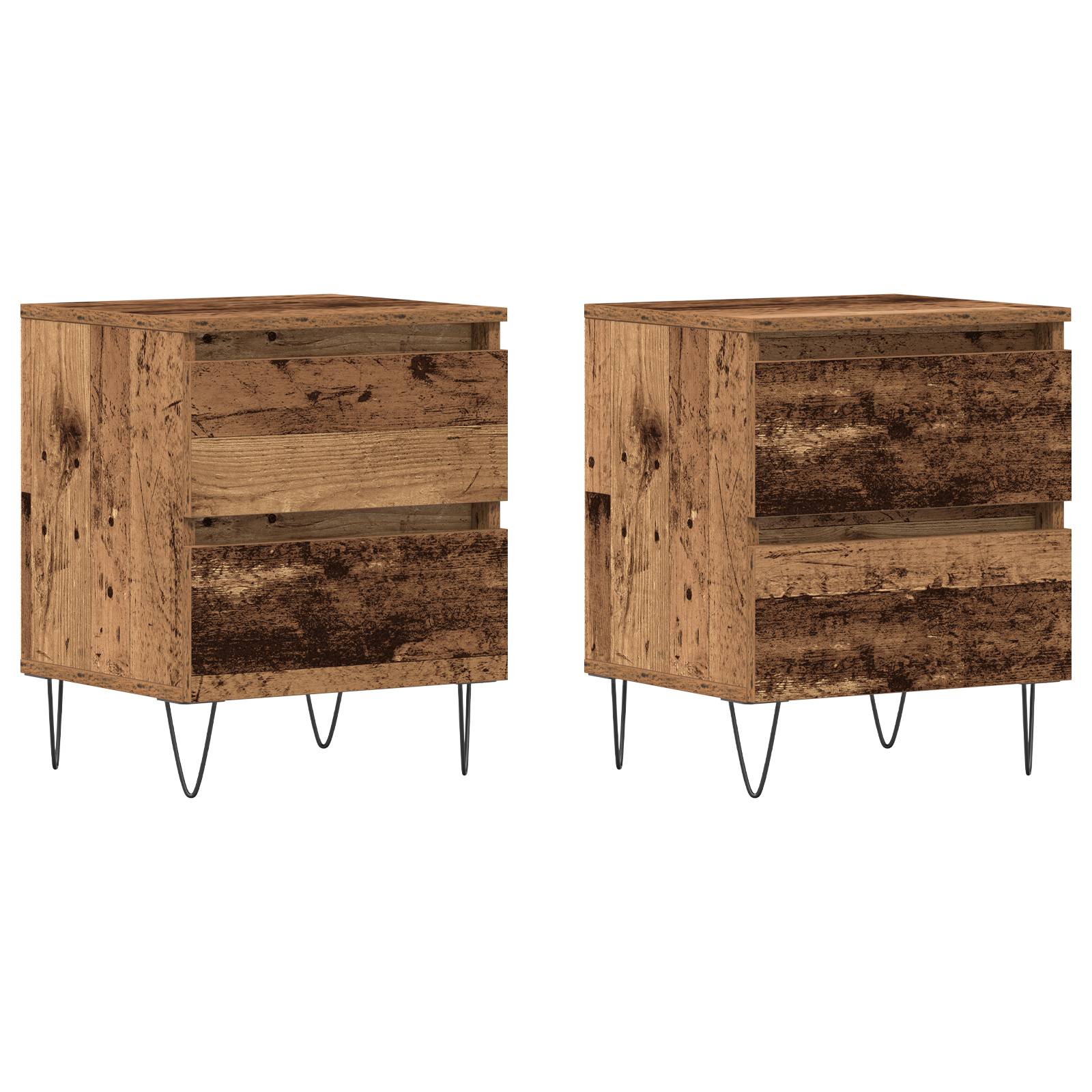 vidaXL Nachttische 2 Stk. Altholz 40x35x50 cm Holzwerkstoff