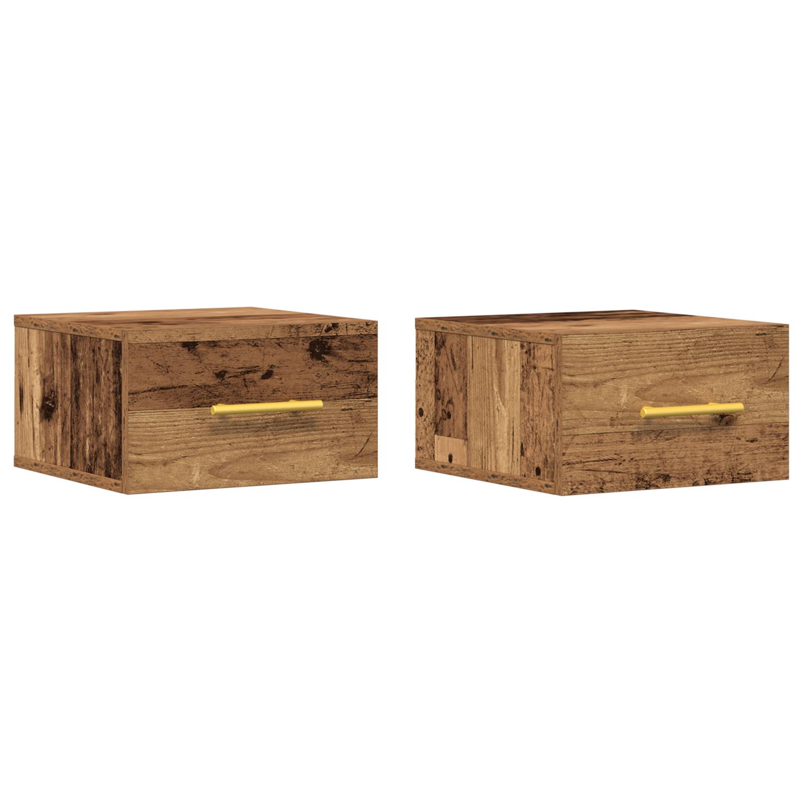 vidaXL Wand-Nachttische 2 Stk. Altholz 35x35x20 cm