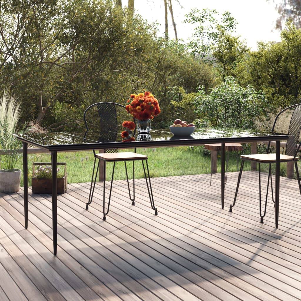 vidaXL Garten-Esstisch Schwarz 200x100x74 cm Stahl und Hartglas