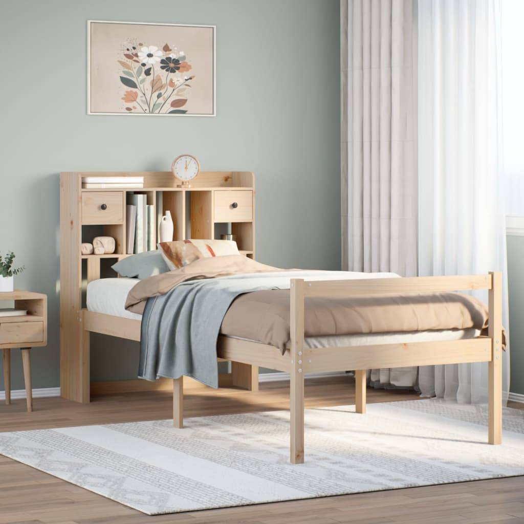 vidaXL Massivholzbett mit Regal ohne Matratze 90x200 cm Kiefer