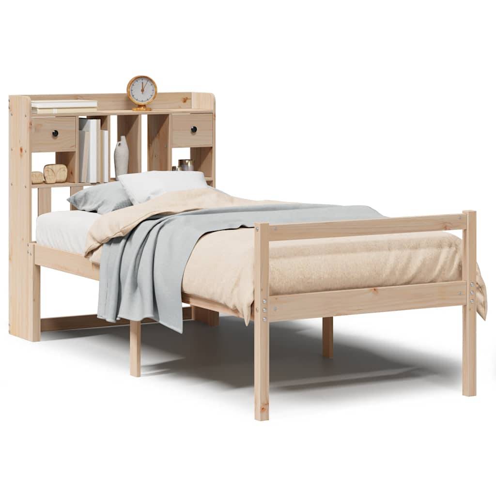 vidaXL Massivholzbett mit Regal ohne Matratze 90x200 cm Kiefer