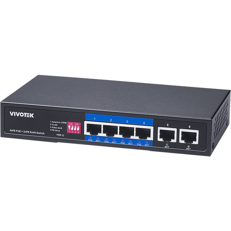 VIVOTEK AW-FET-060P-060 Switch unman. 6-Port, PoE, Switch - Modell: P-Serie | PoE-Stromversorgung | Anwendung: Videoübe