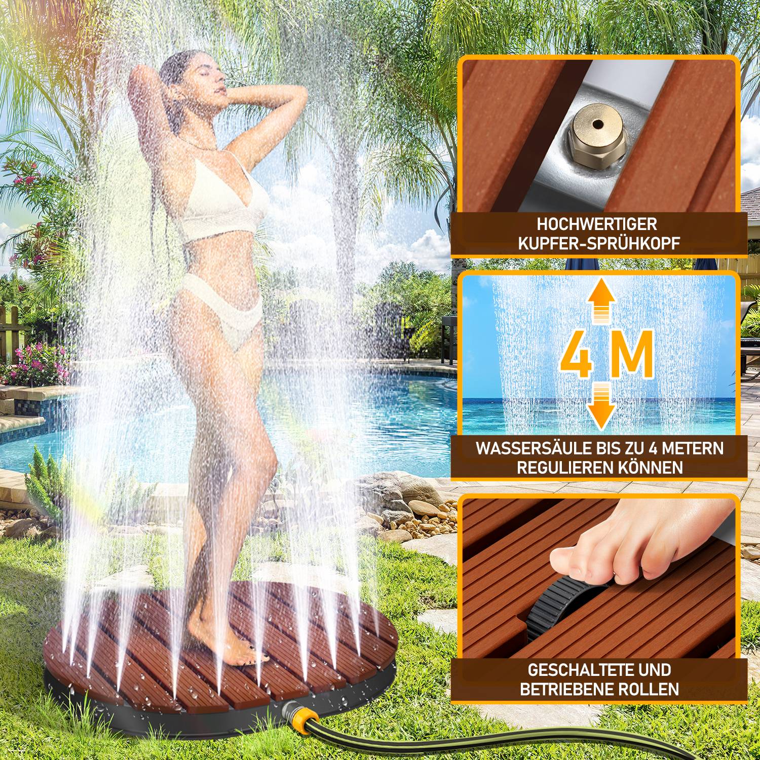 Gartendusche WPC Bodendusche Outdoordusche Garten Pool Dusche Außendusche